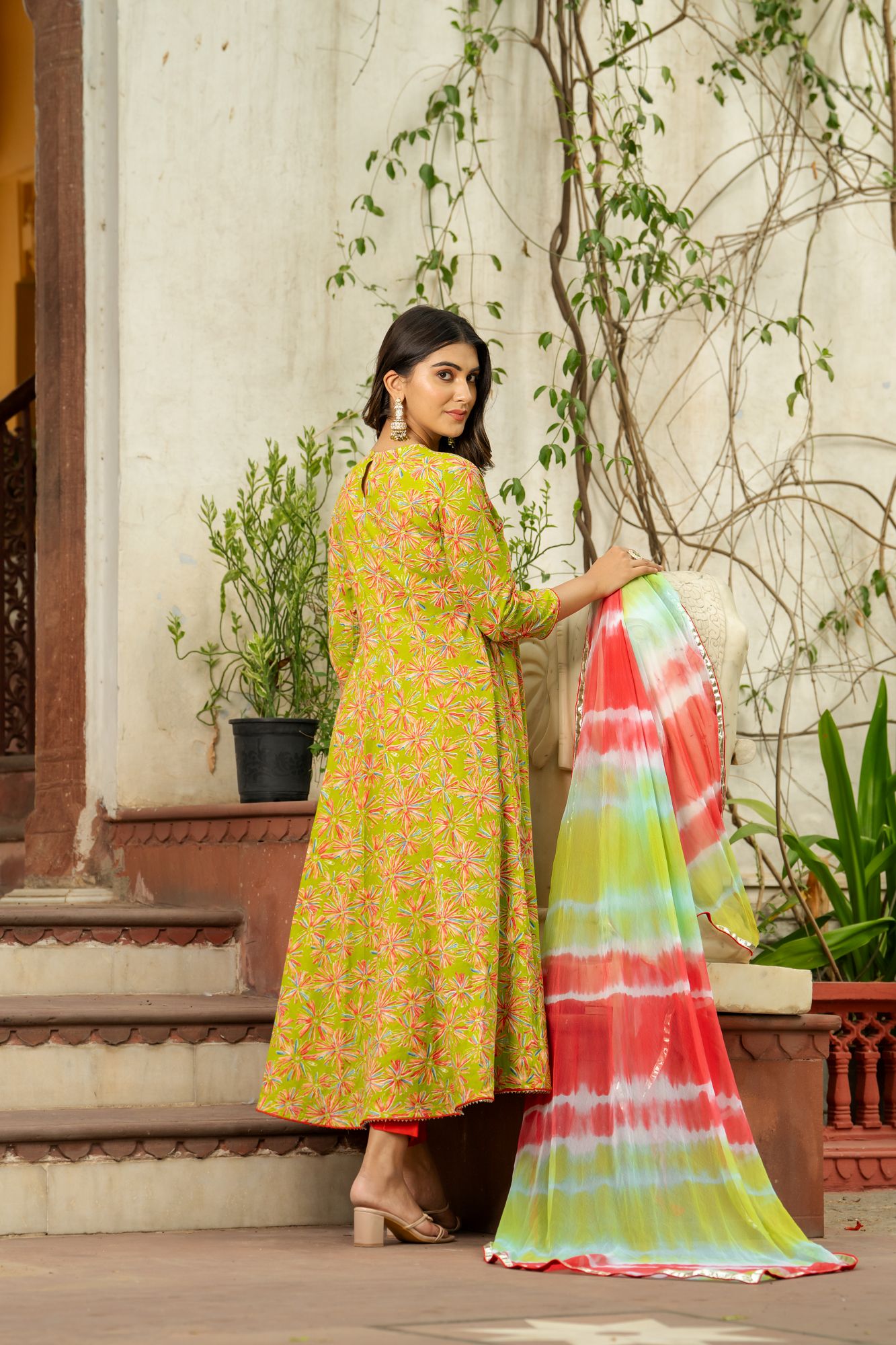 LIME RADIANCE ANARKALI SET