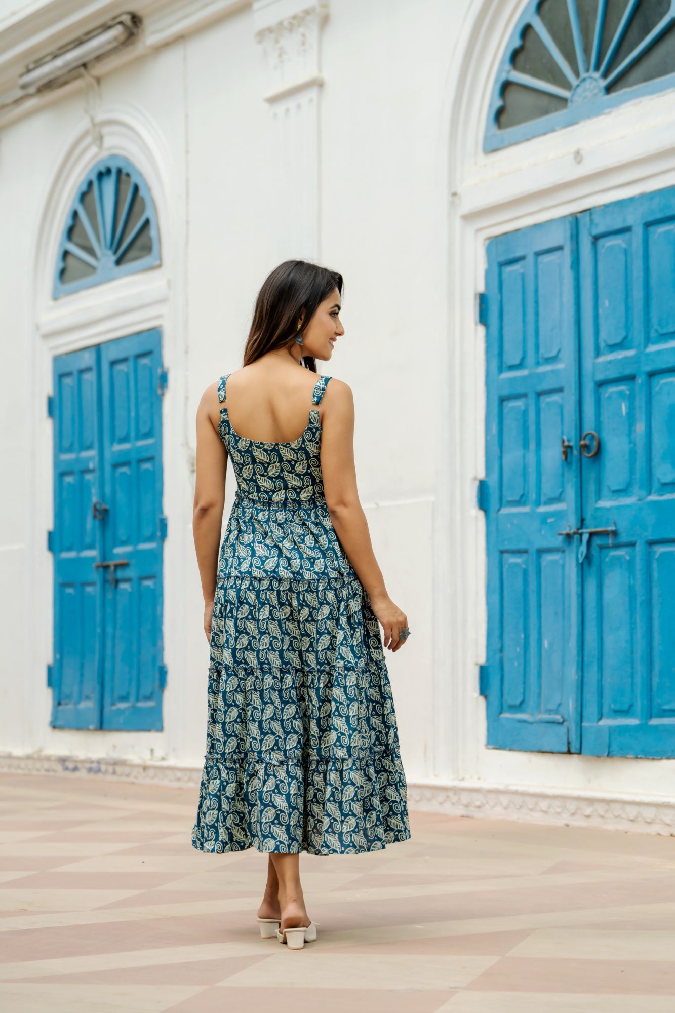 FLORAL BREEZE TEAL DRESS