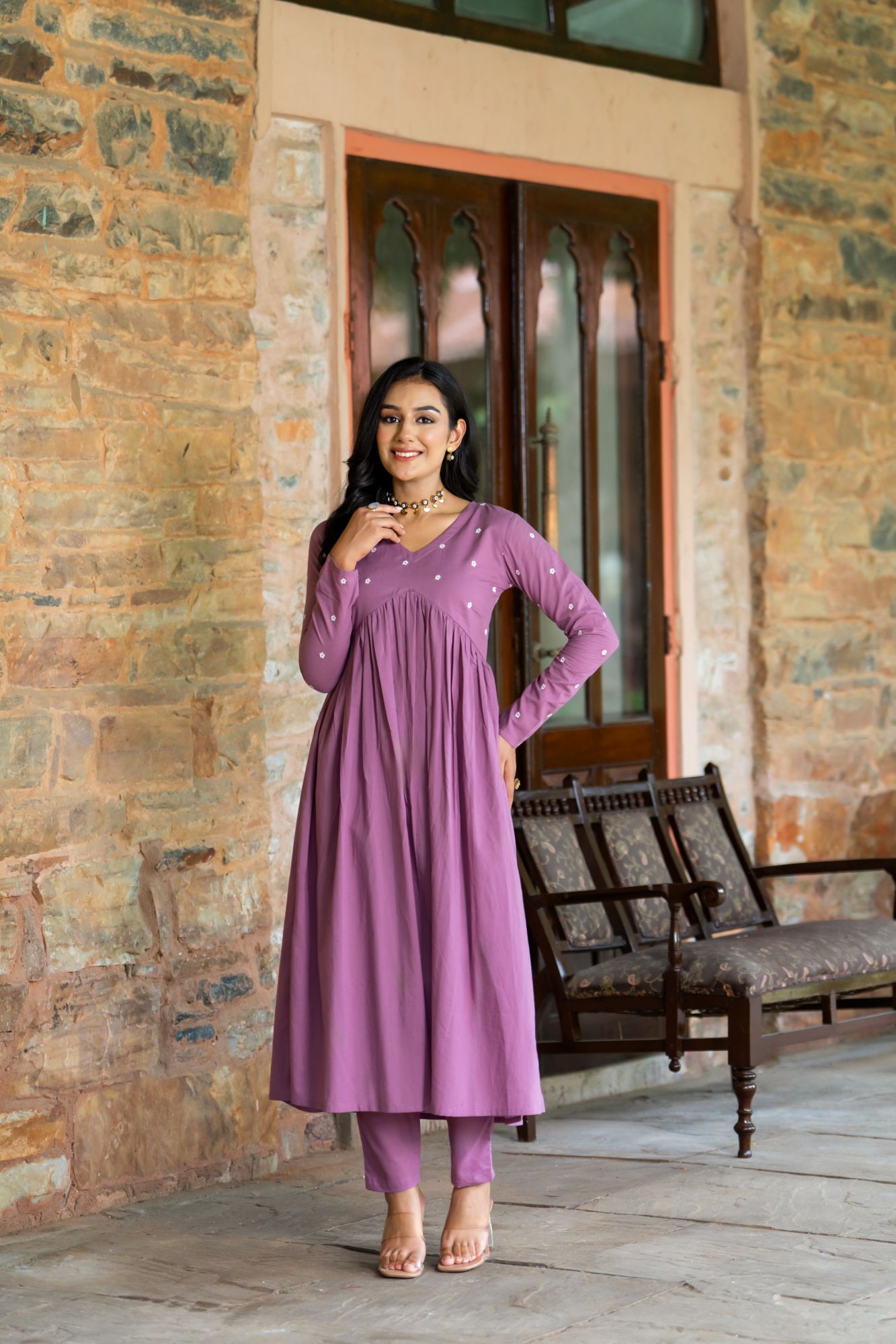 LAVENDER HUES EMBROIDERY KURTA SET