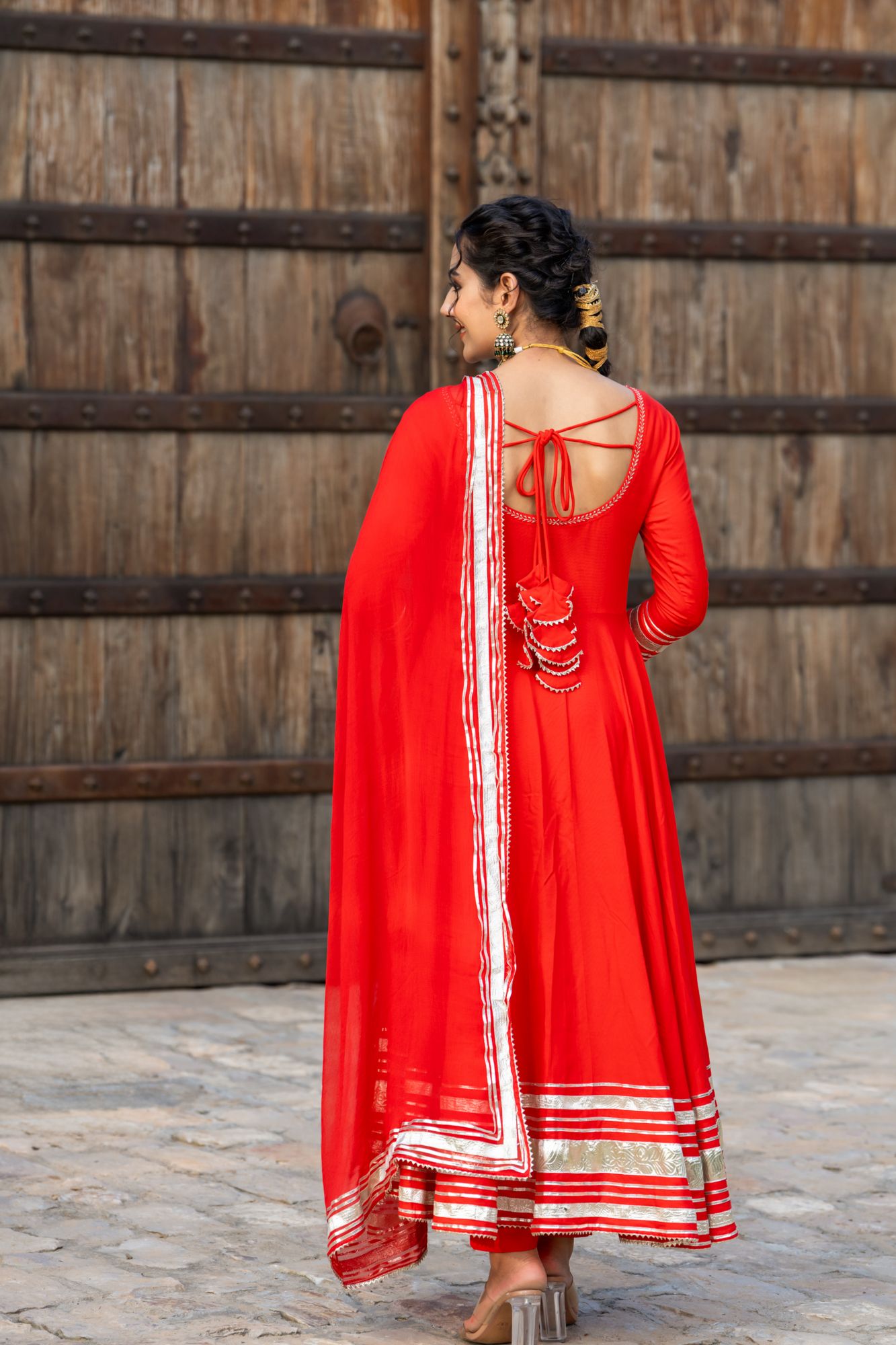 SCARLET GOTA ANARKALI SET
