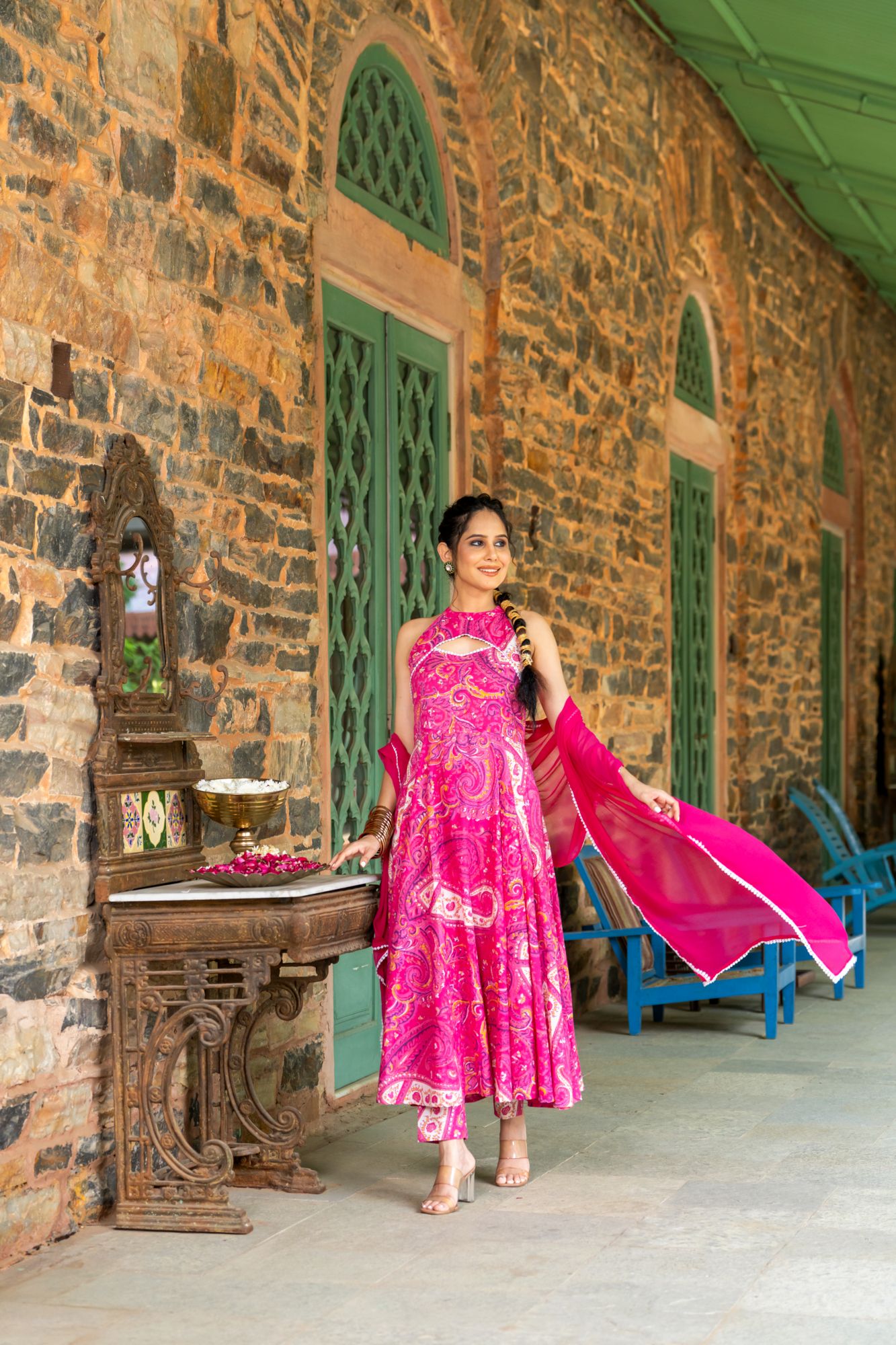 PINK PETAL ANARKALI SET