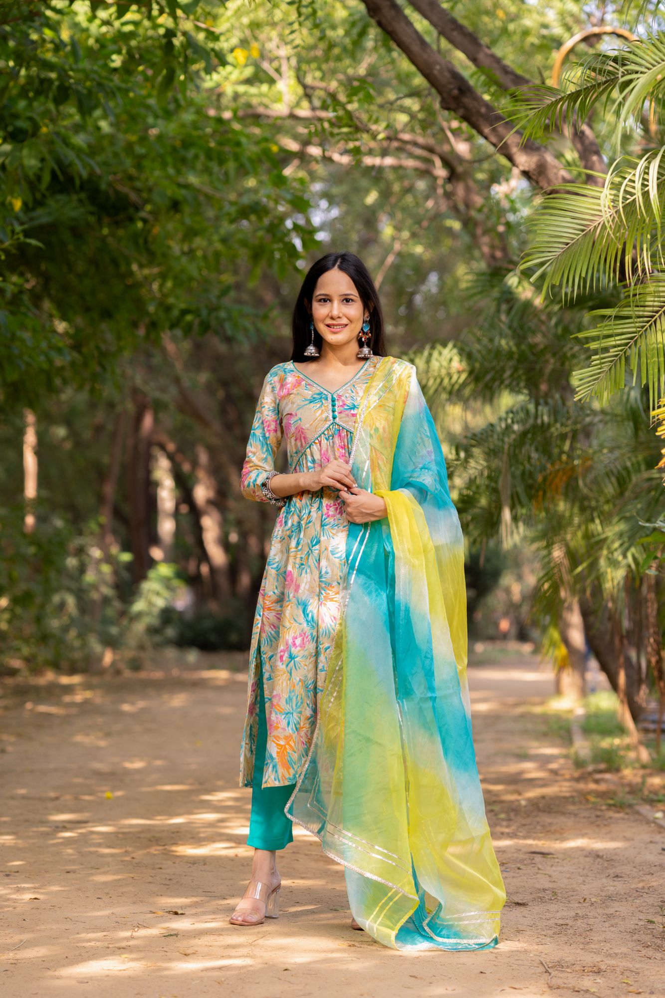 VIBRANT GOTTA-WORK FLARED KURTA SET