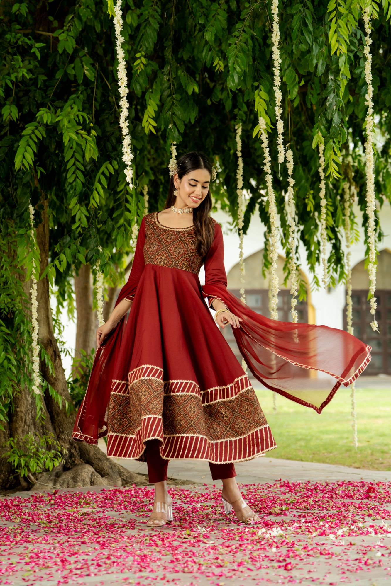 MAJESTIC MAROON HANDBLOCK SUIT SET