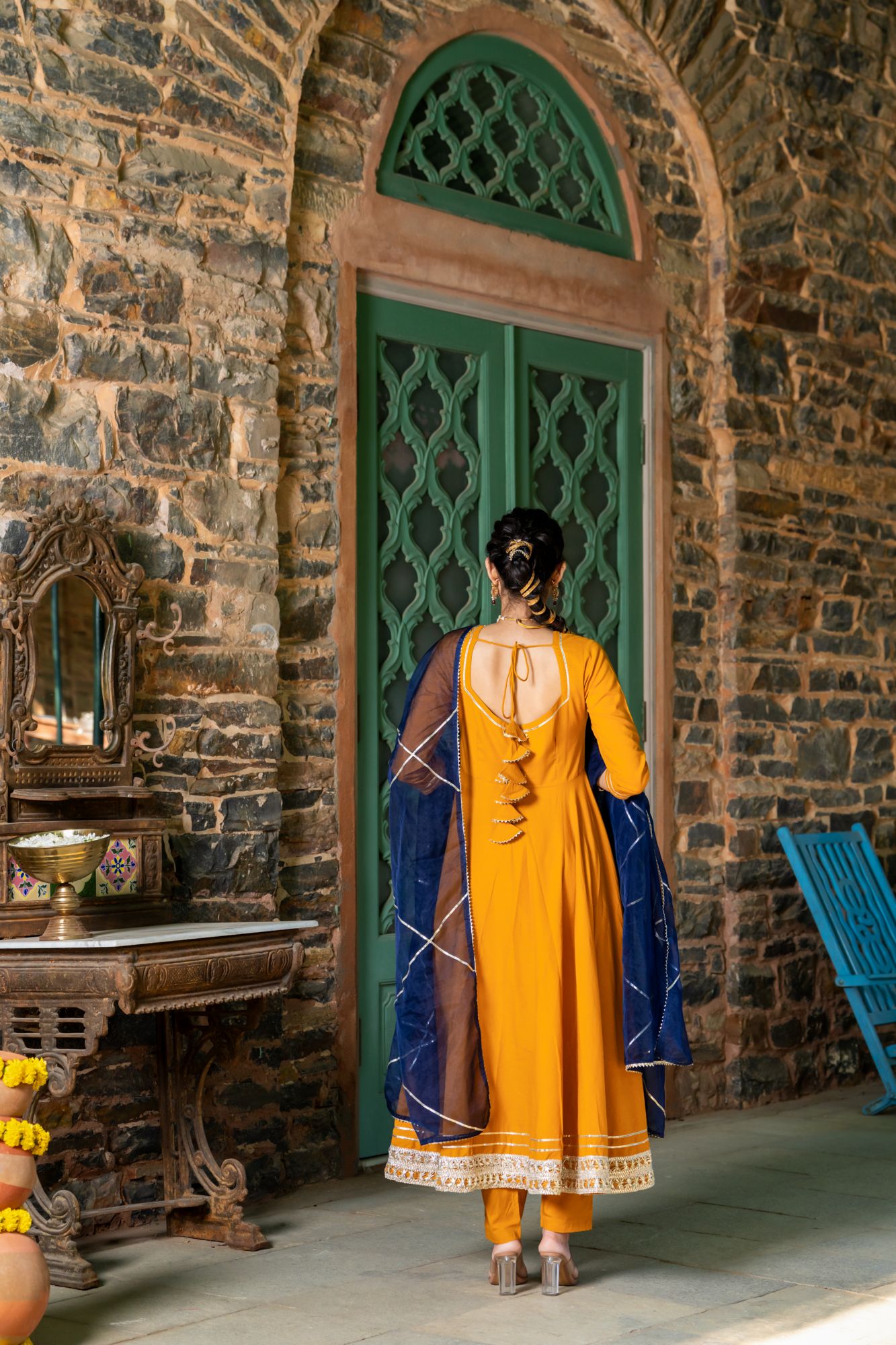 MUSTARD REGAL GOTA ANARKALI SET