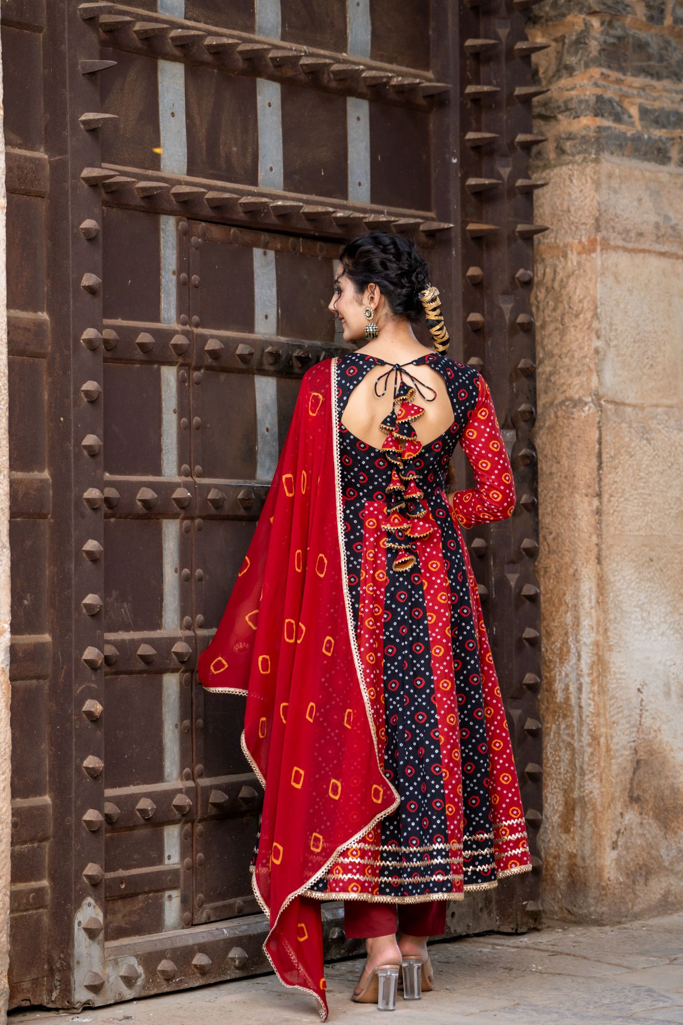 BLACK BANDHANI RADIANCE ANARKALI SET