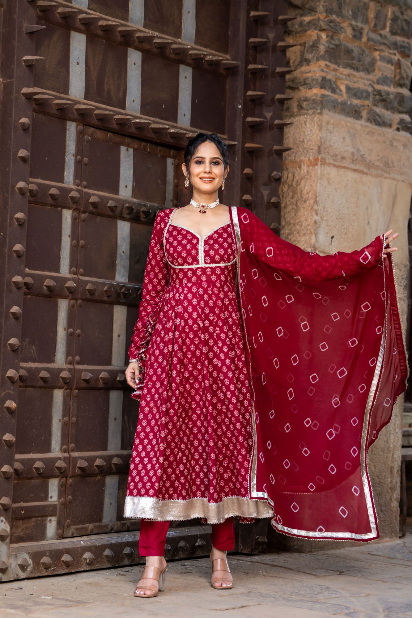 MAROON FLORAL SPLENDOR ANARKALI SET