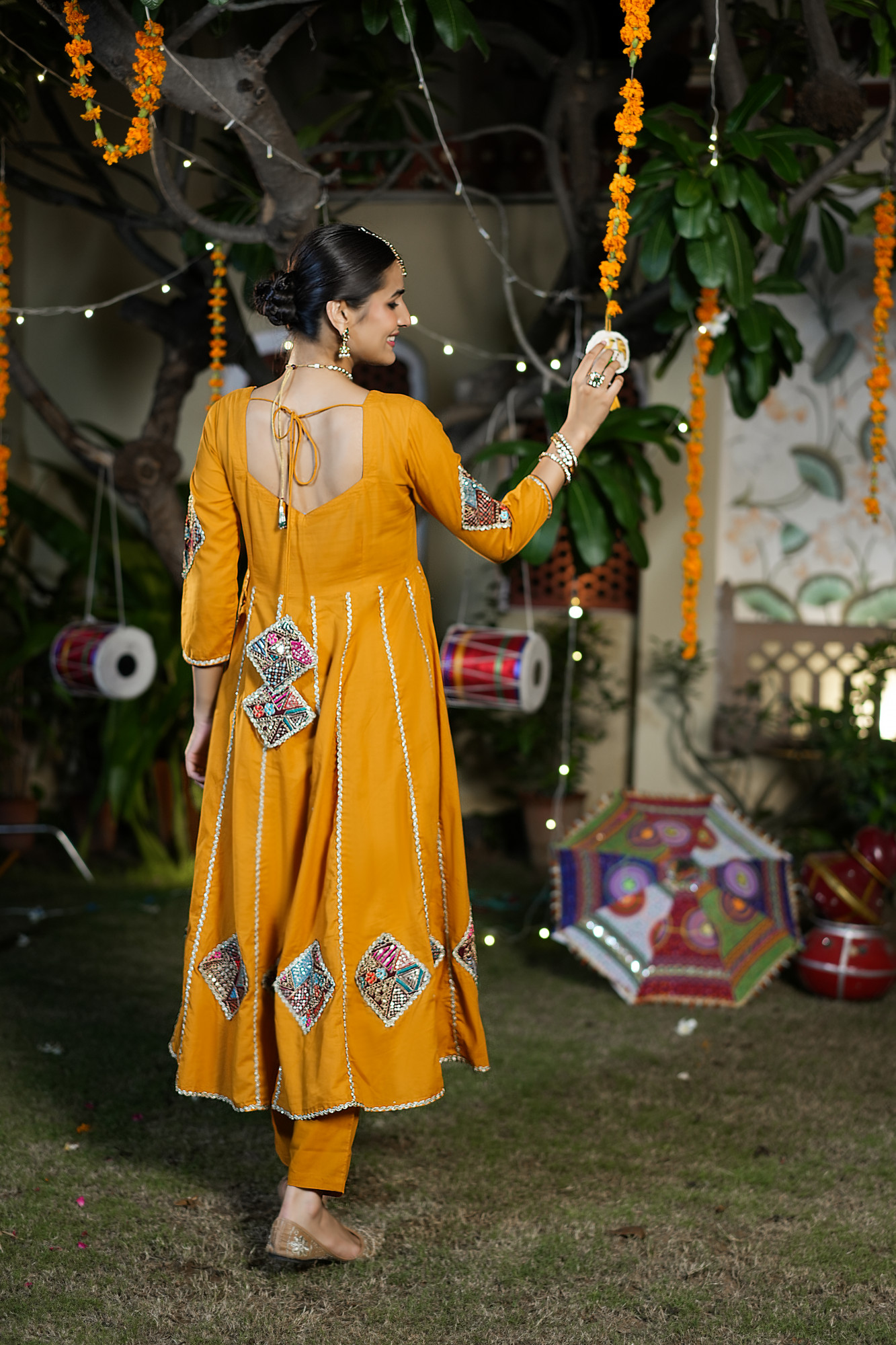 ANIRA MUSTARD PATCH ANARKALI SET