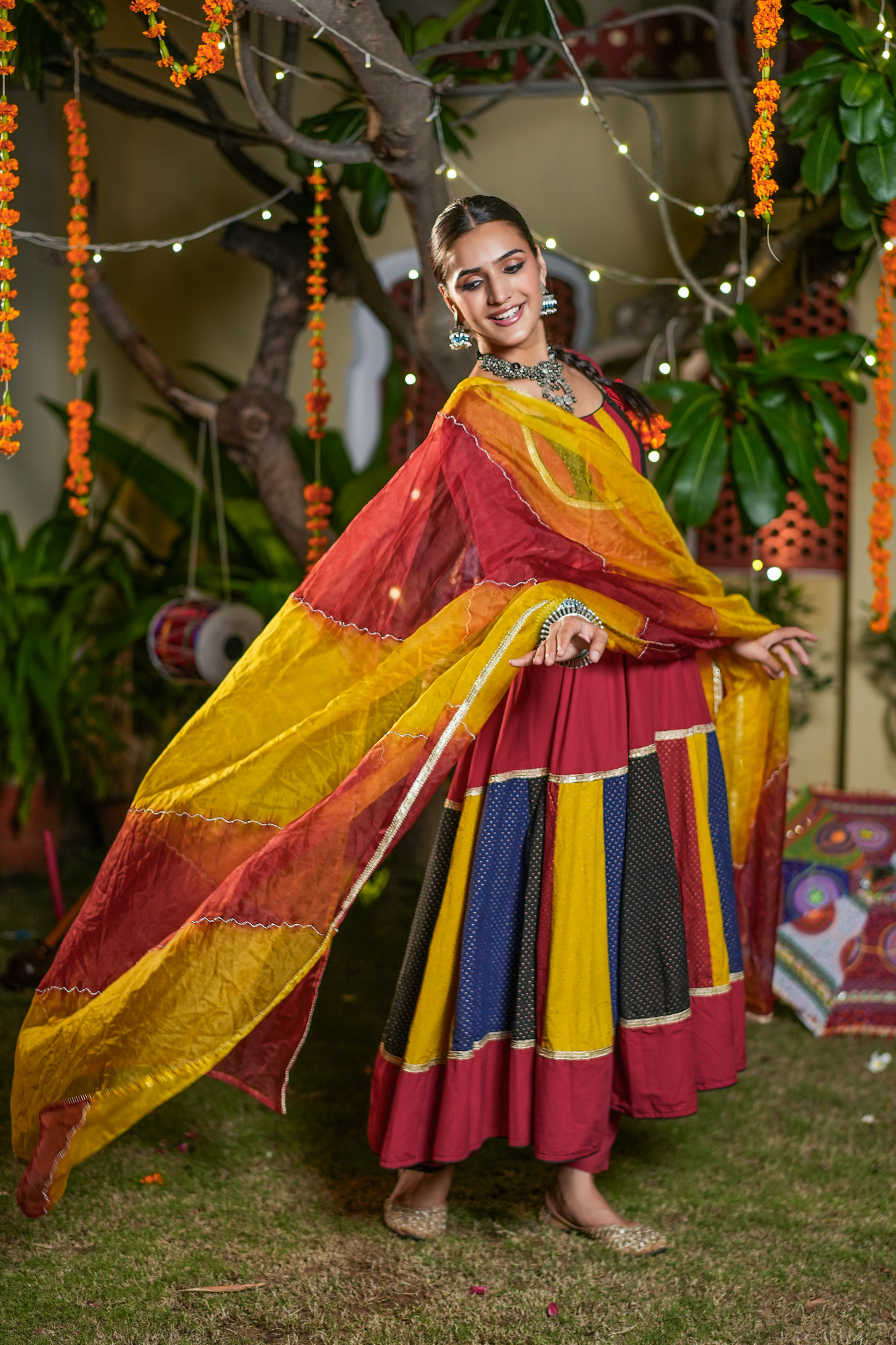 KANIRA MAROON PATCH ANARKALI SUIT