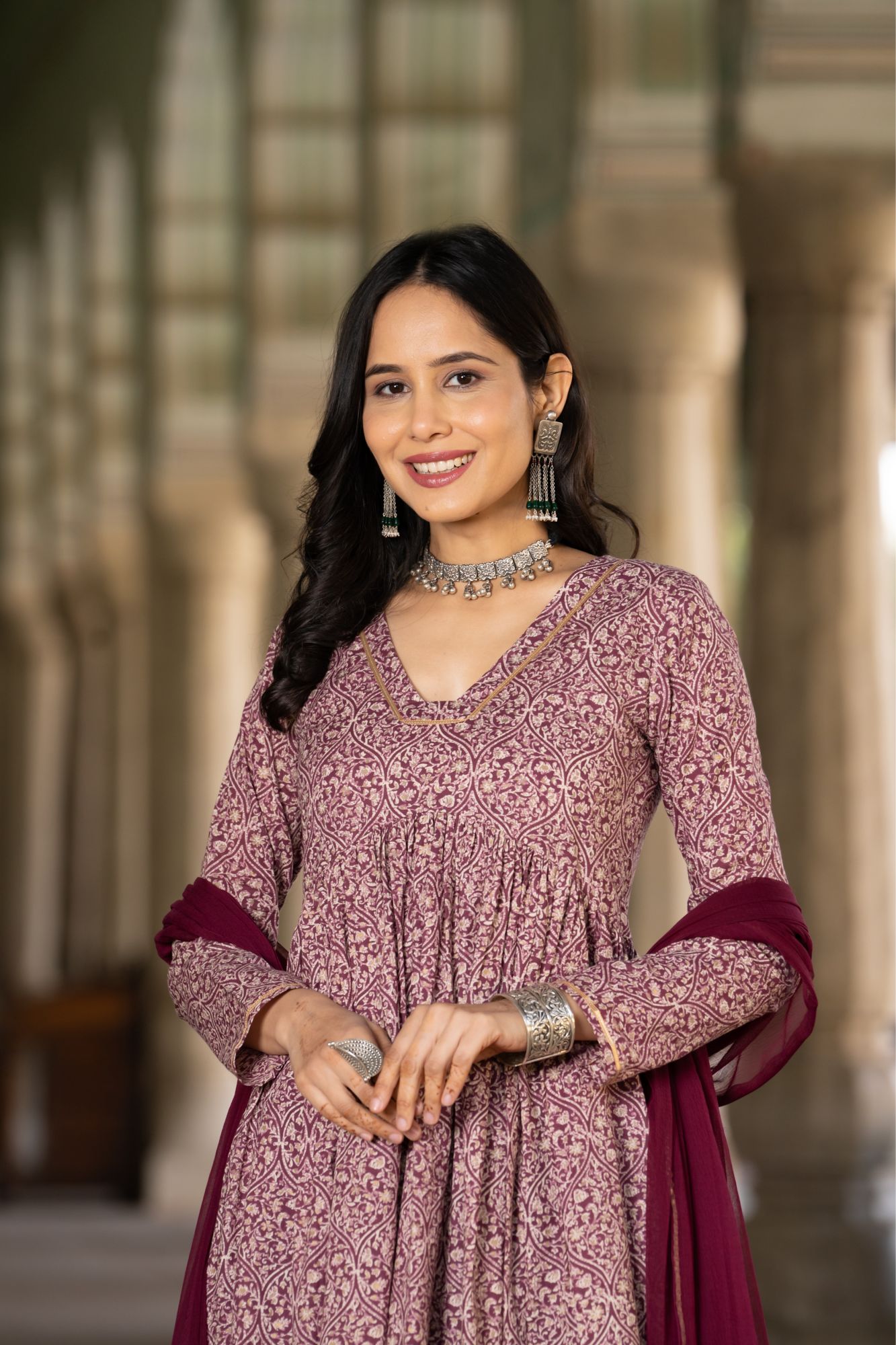 GARNET COTTON FLARED KURTA SET