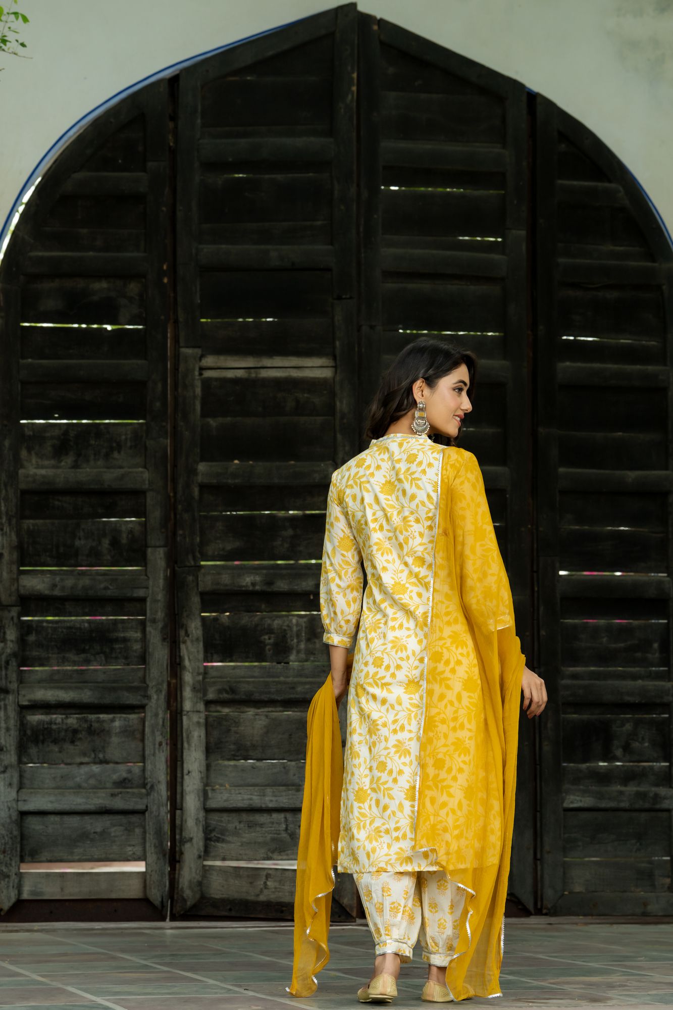 YELLOW CHIC FLORAL AFGHANI SET