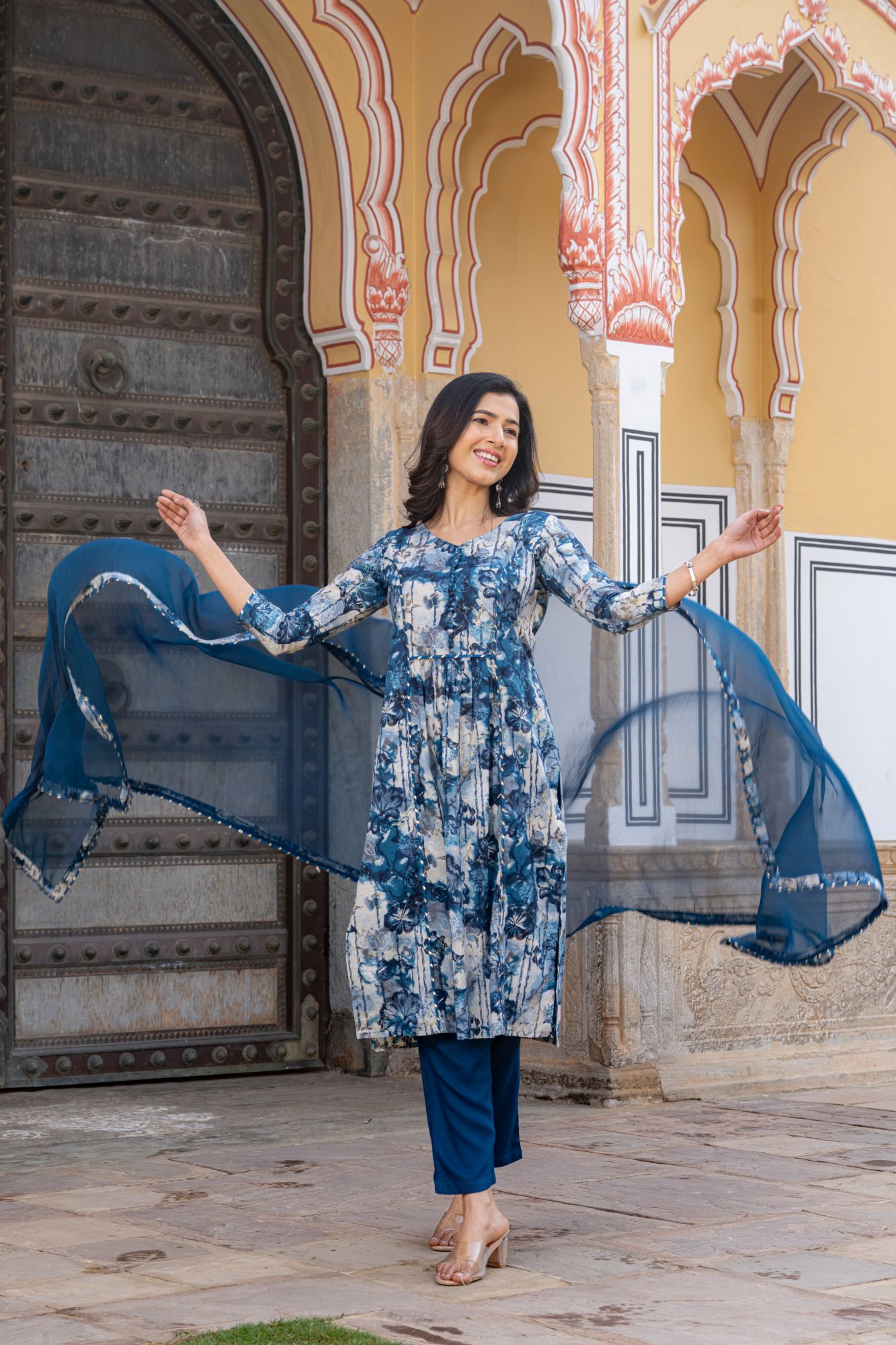 TEAL ELEGANCE FLARED KURTA SET