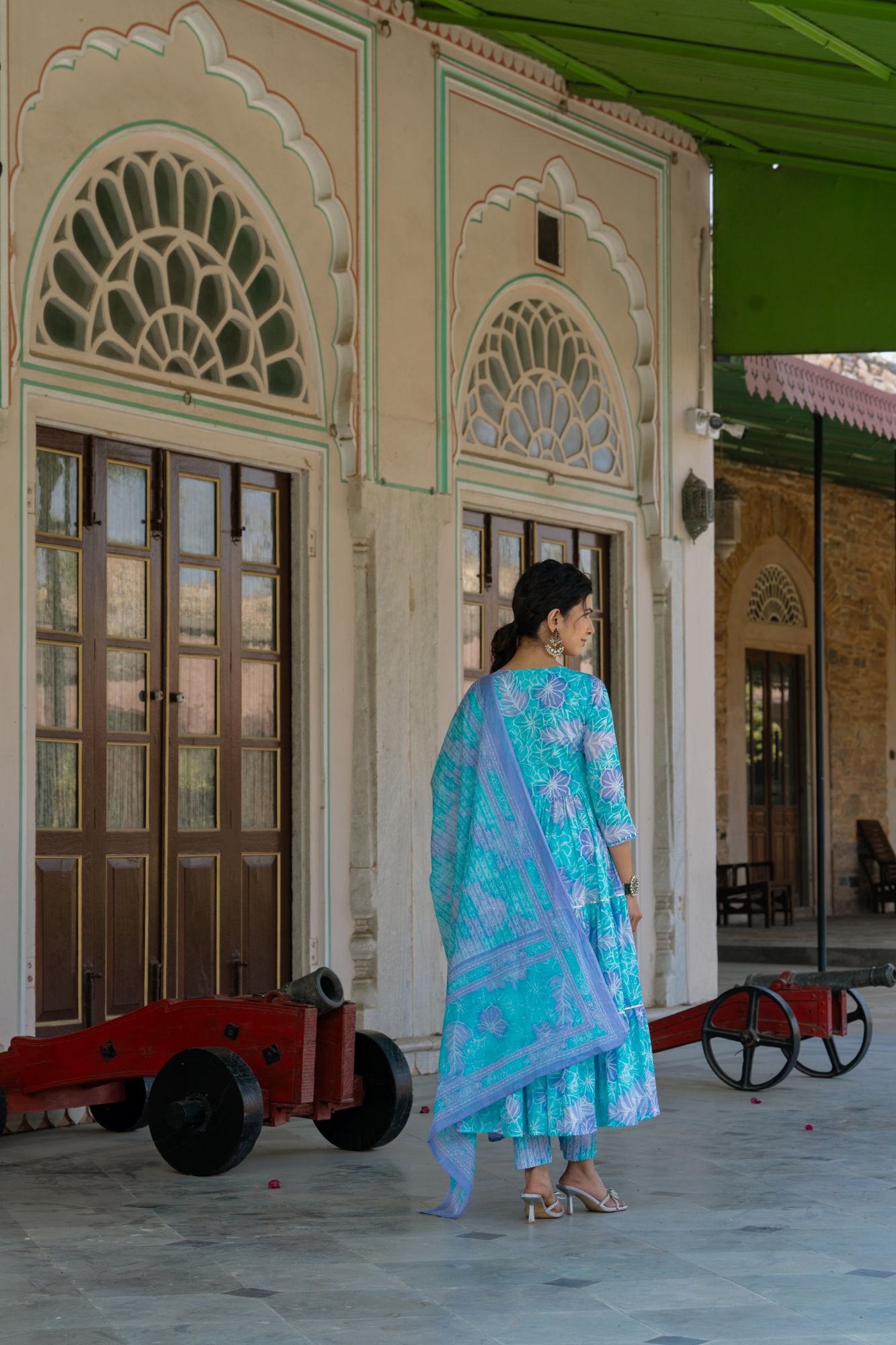 SKY-BOUND TIERED GOTA SUIT SET