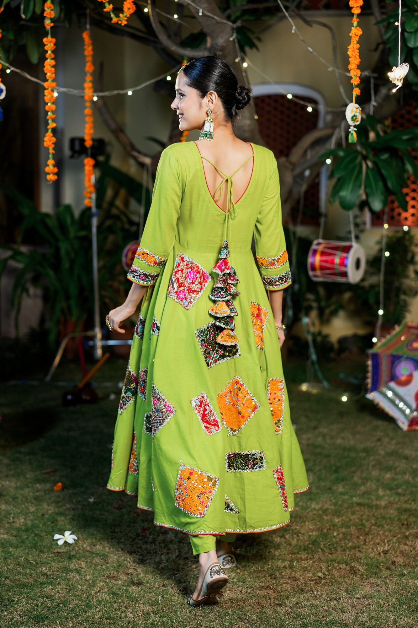 IRAAYA BRIGHT LIME PATCH ANARKALI SET