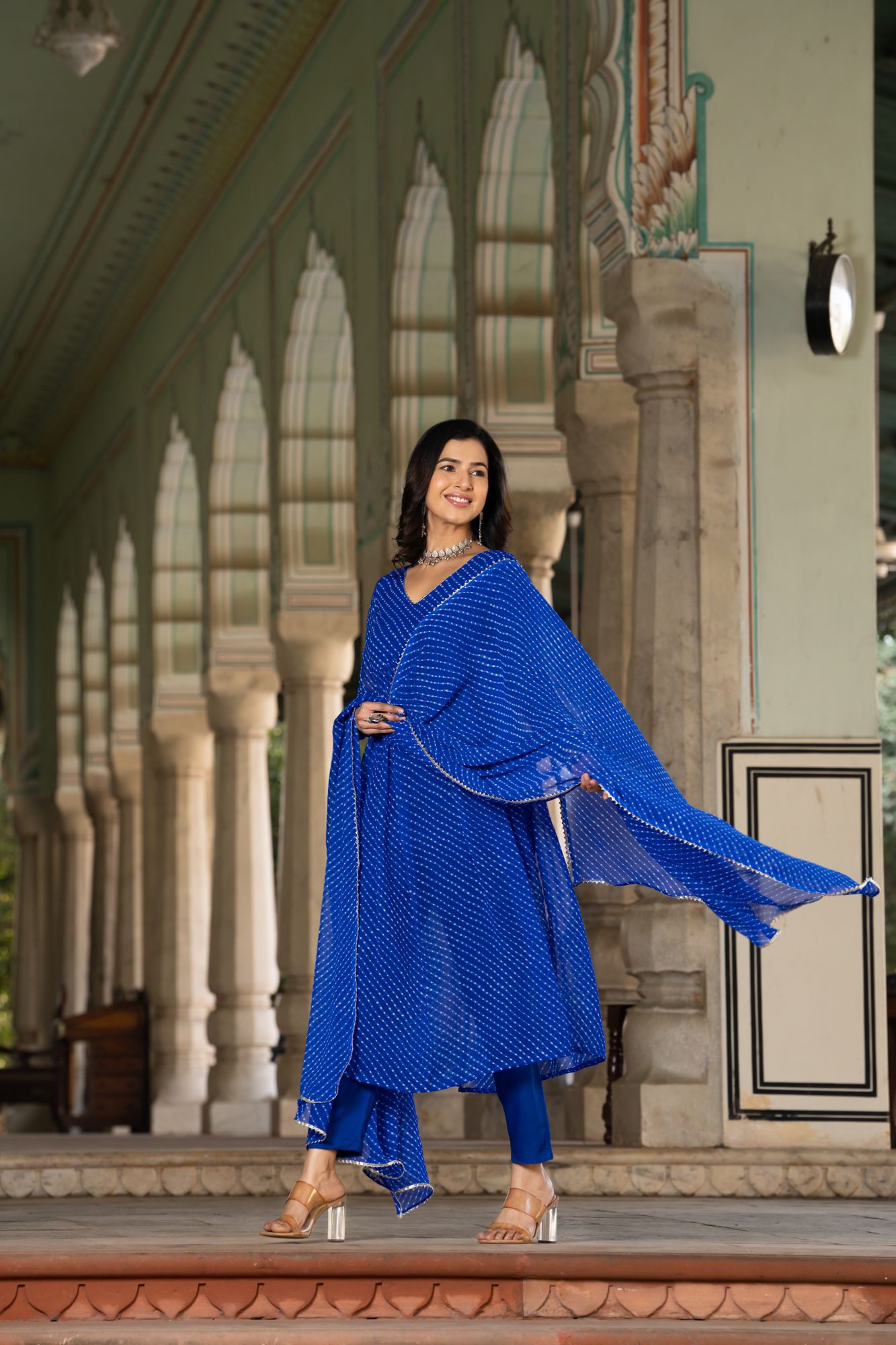 ROYAL BLUE GEORGETTE FLOWY SUIT SET