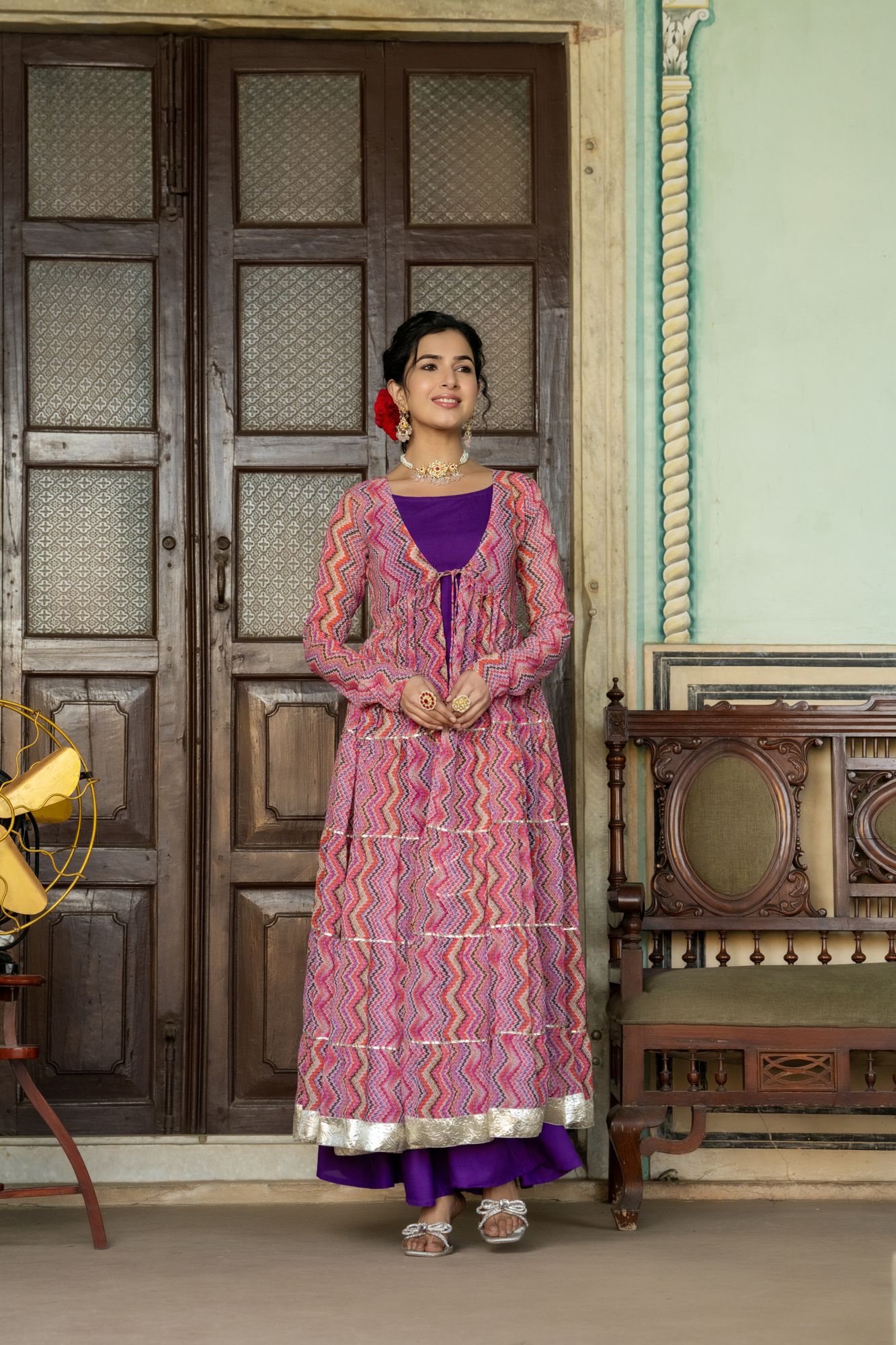 PURPLE MAJESTY GEORGETTE SHRUG SET