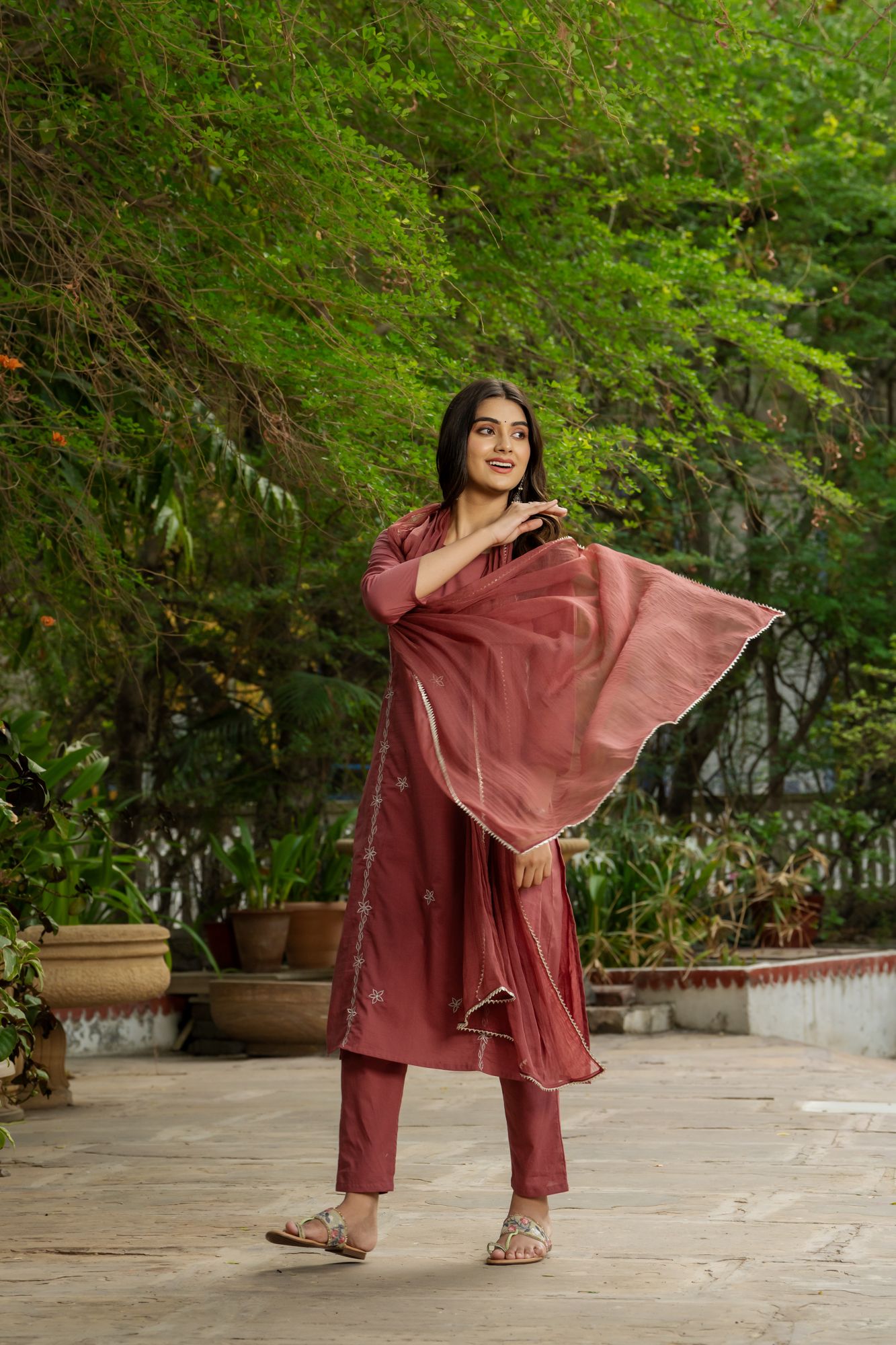 RADIANT RUST ZARI KURTA SET