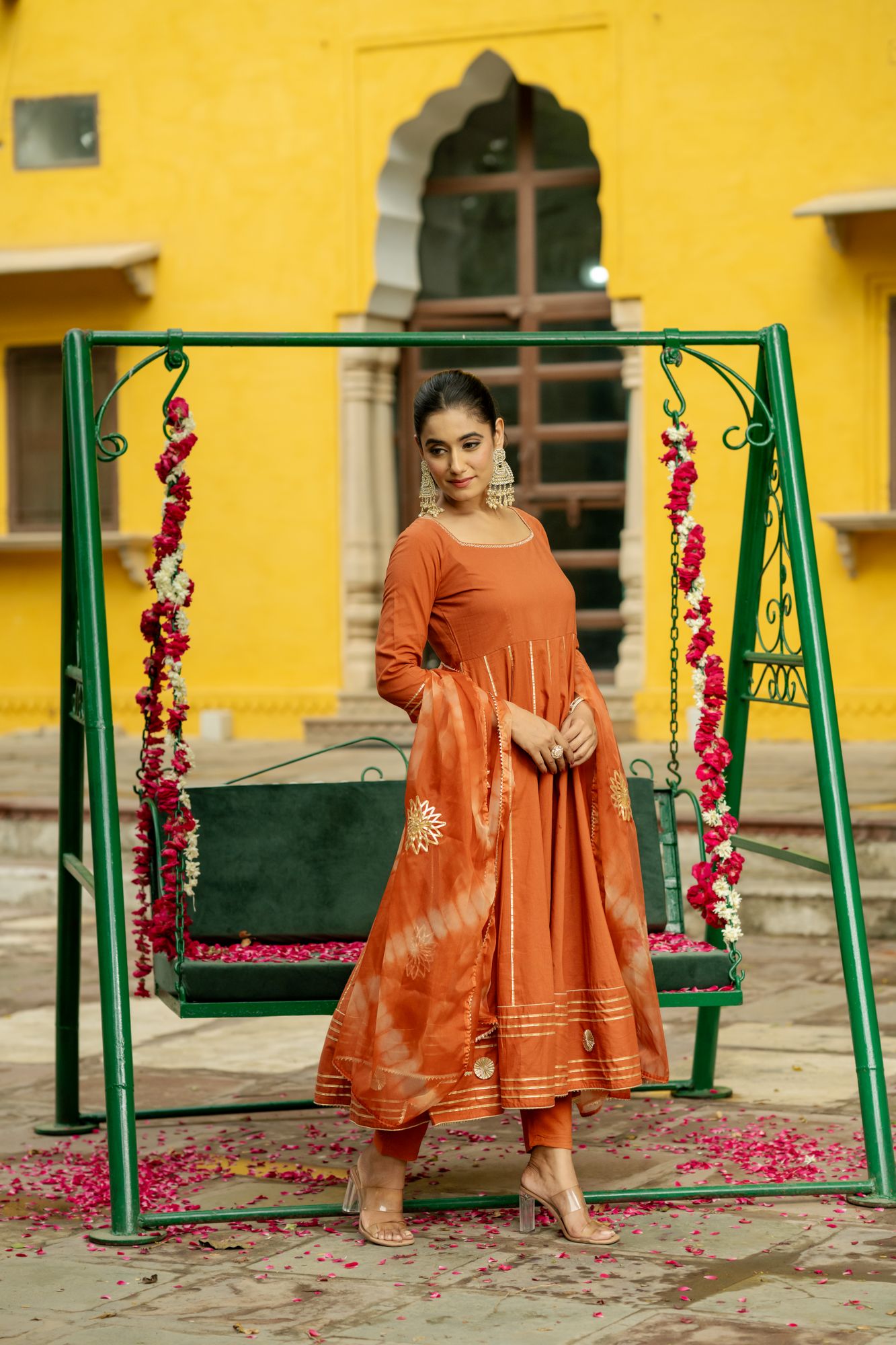 OPULENT BROWN GOTA SUIT SET