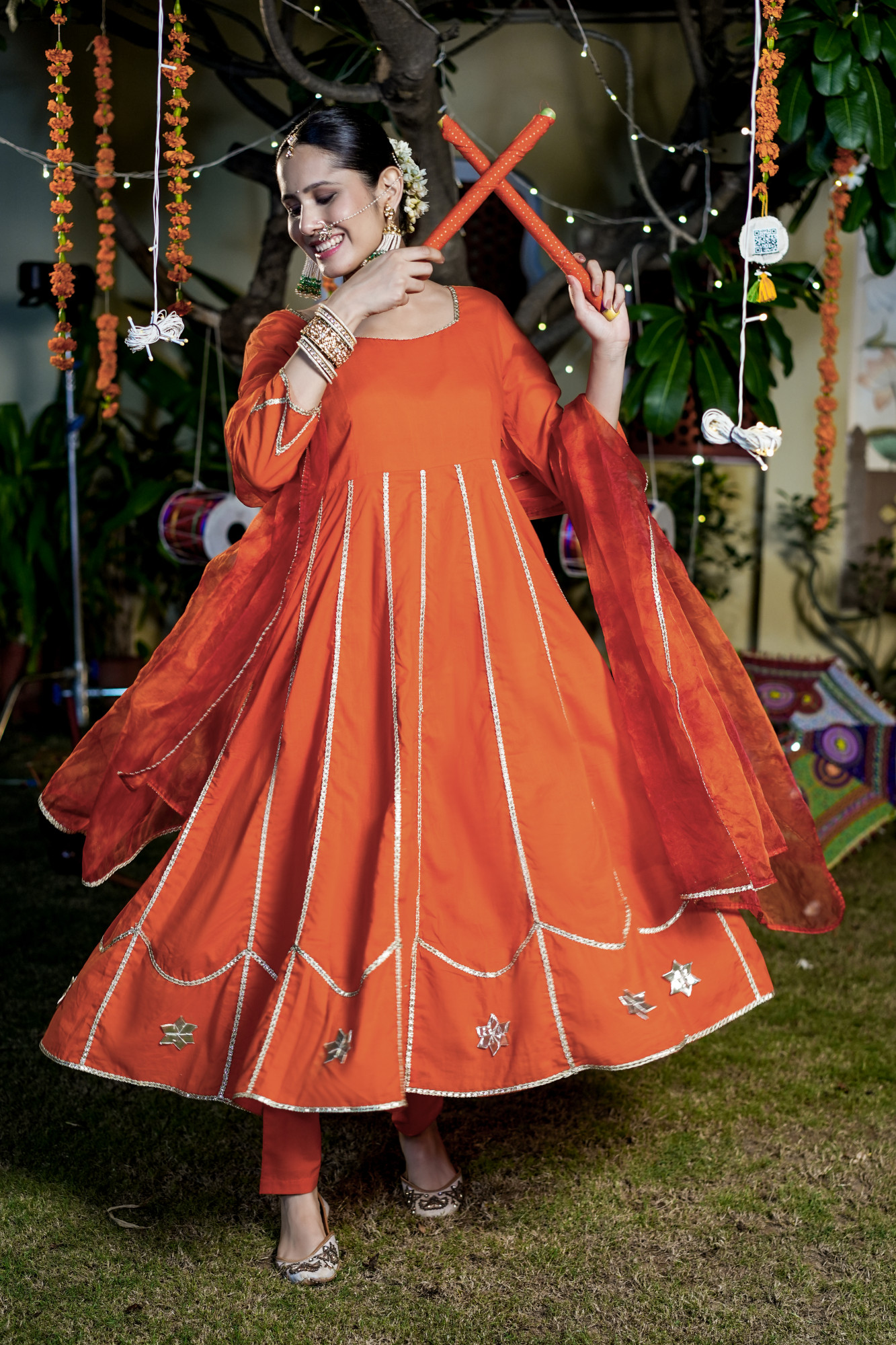 TAHIRA FESTIVE AURA ORANGE ANARKALI SET