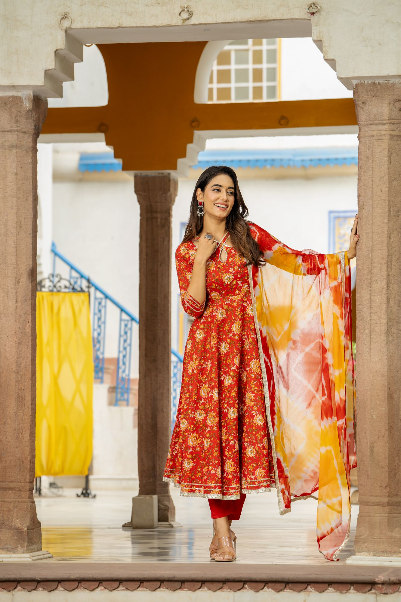 RADIANT RUBY ANARKALI SET