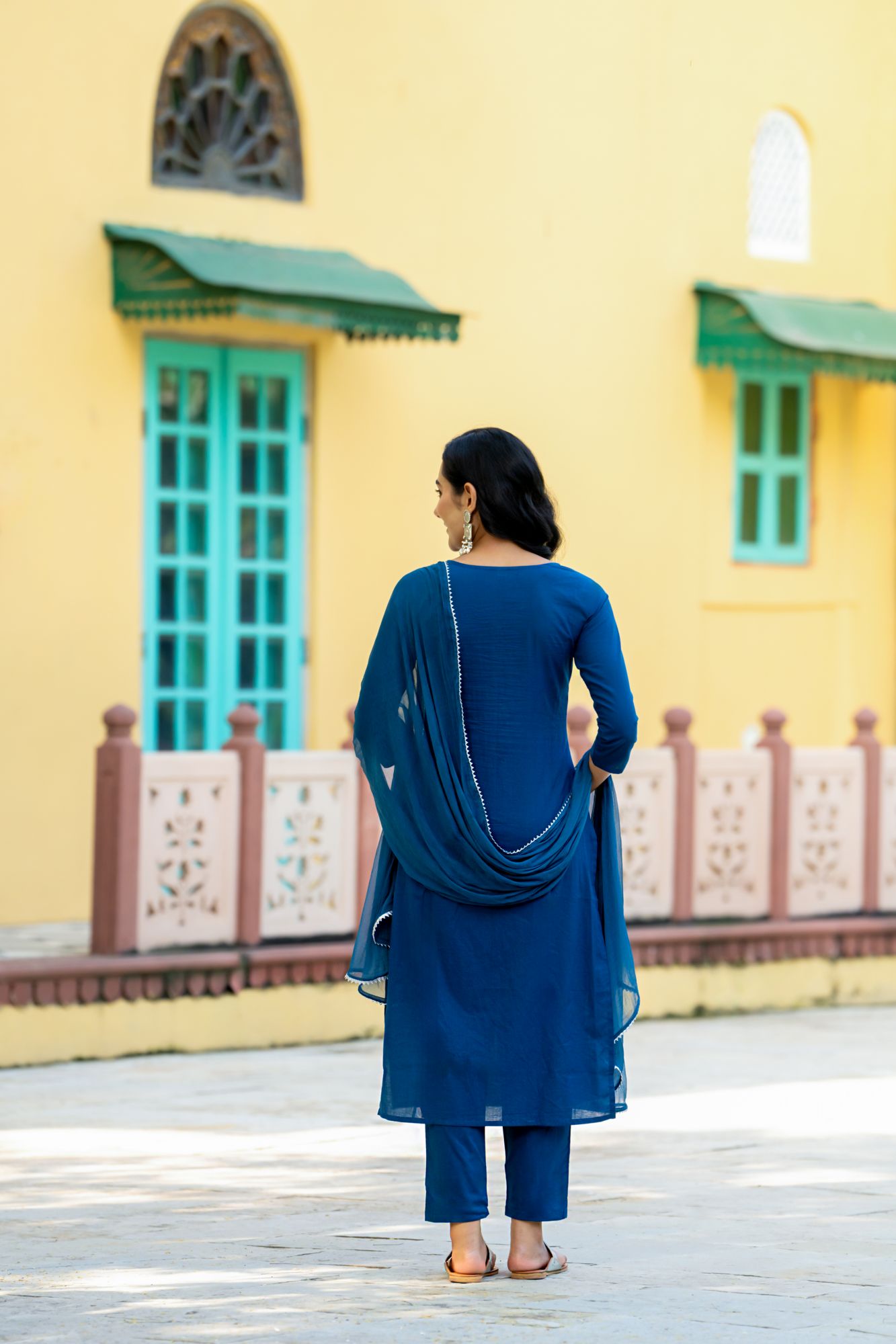 TEAL CHARM ZARI KURTA SET