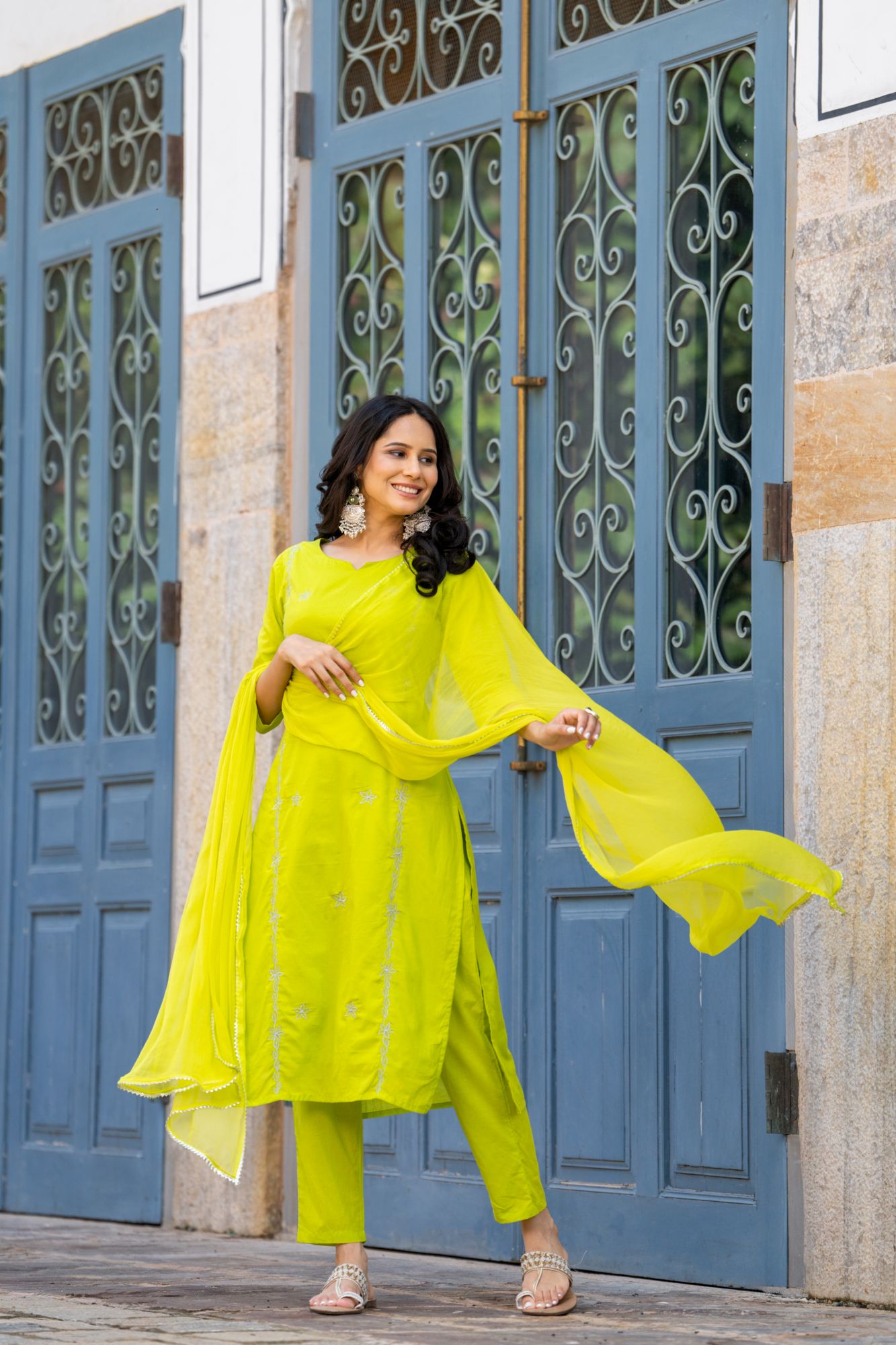 LUSH GREEN ZARI KURTA SET