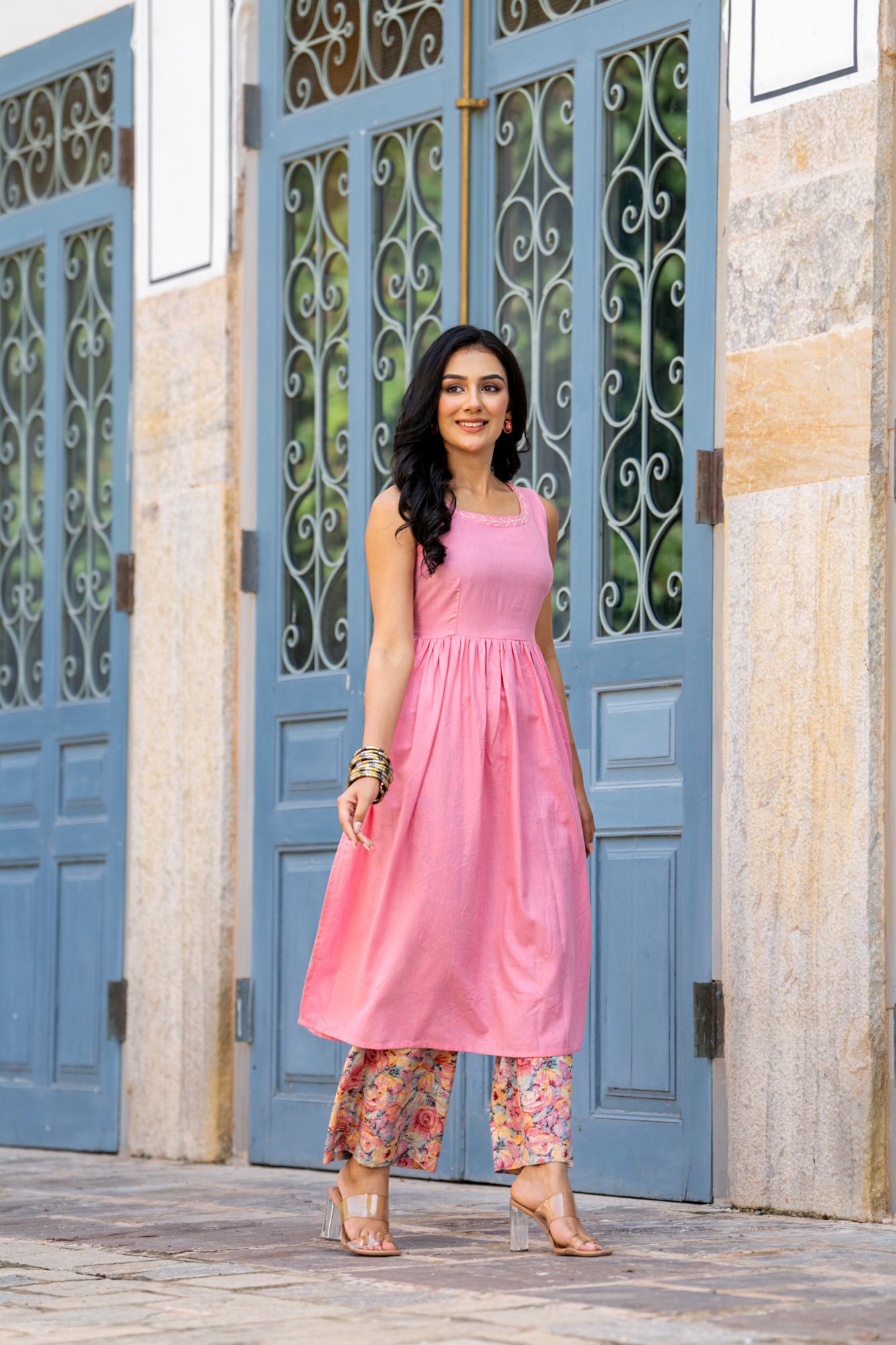 MODERN CHIC PEACH KURTA SET