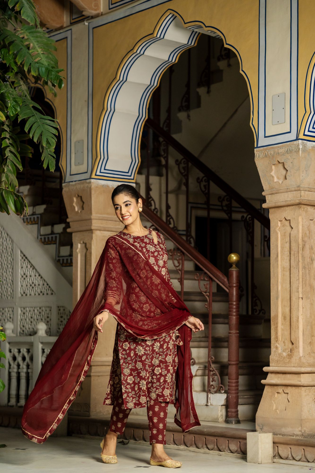 ENRICHED WINE BLOSSOM KURTA SET
