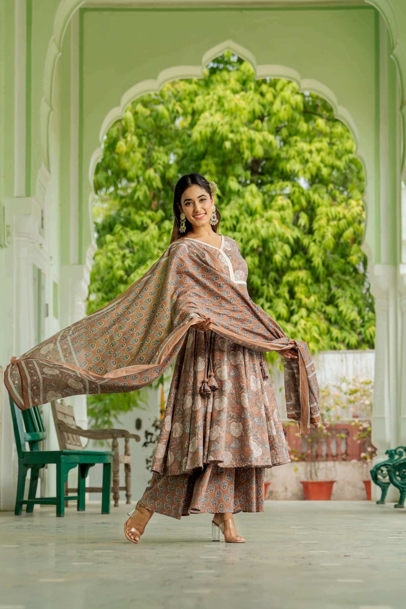 BLOSSOM BROWN PALAZZO SET