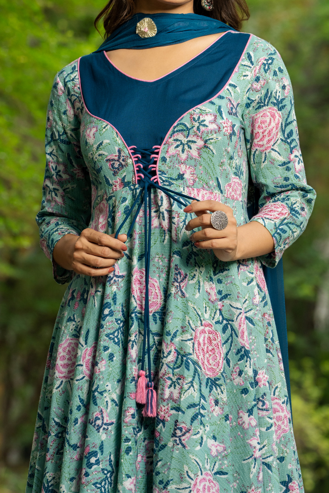 FLORAL BLISS ANARKALI SUIT SET