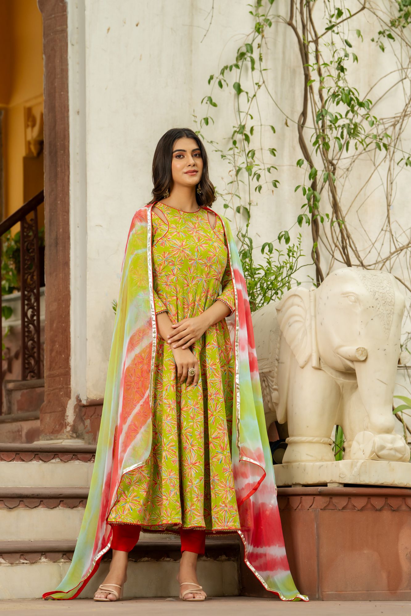 LIME RADIANCE ANARKALI SET