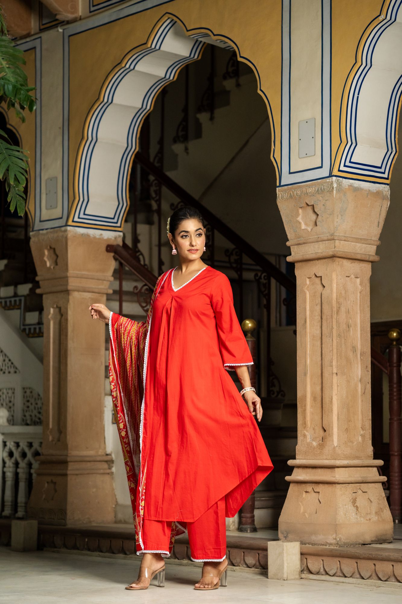 RADIANT RED RELAXED KURTA SET