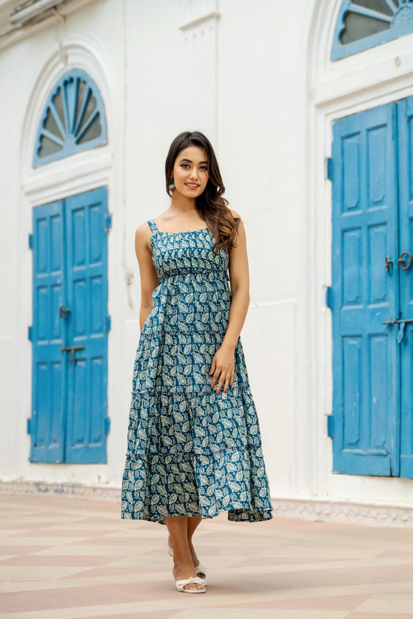 FLORAL BREEZE TEAL DRESS