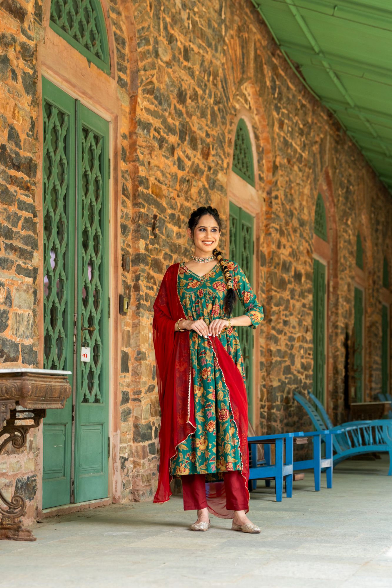 SEA MIST ZARI KURTA SET