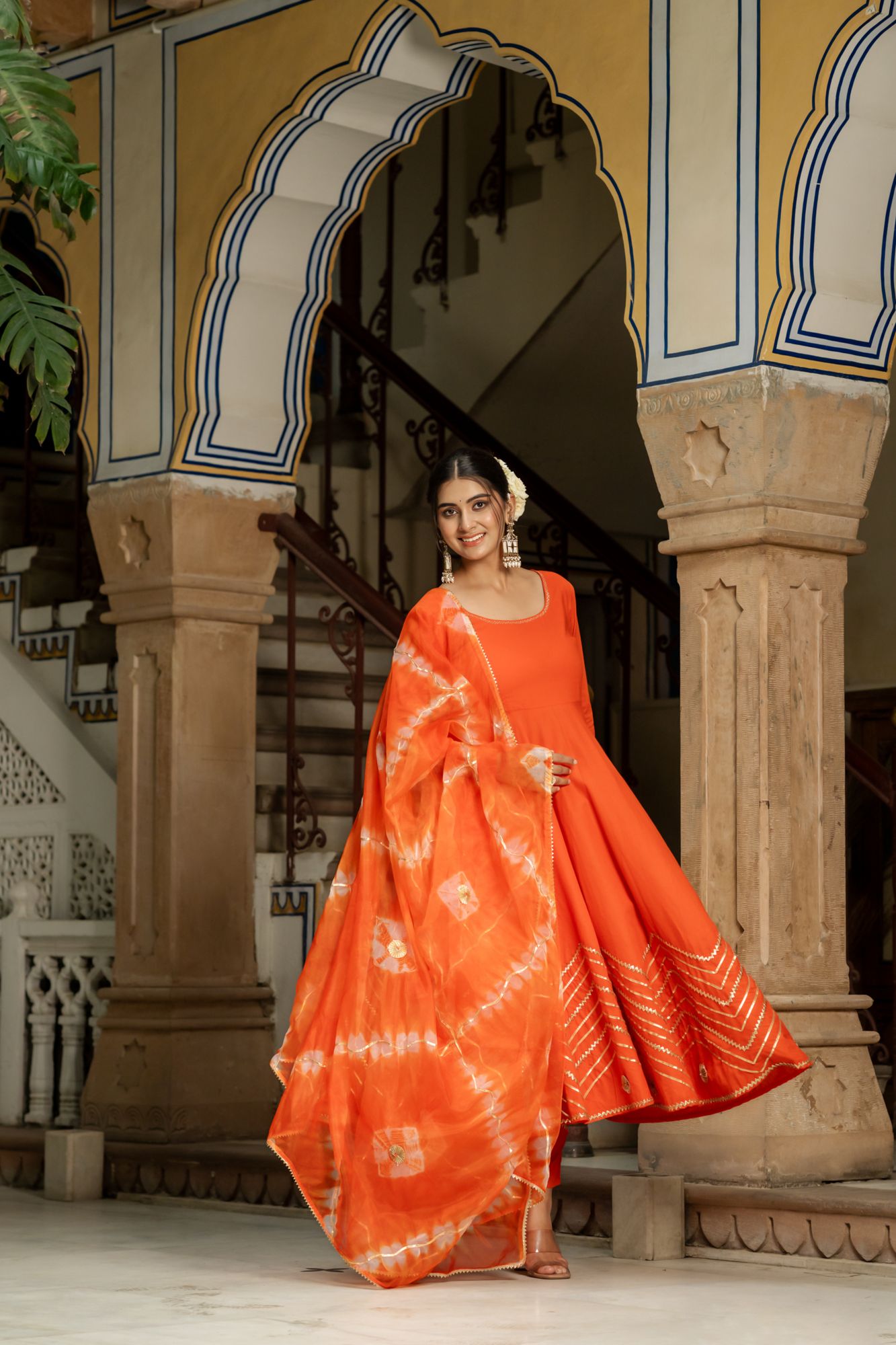 ORANGE AURA GOTA SUIT SET