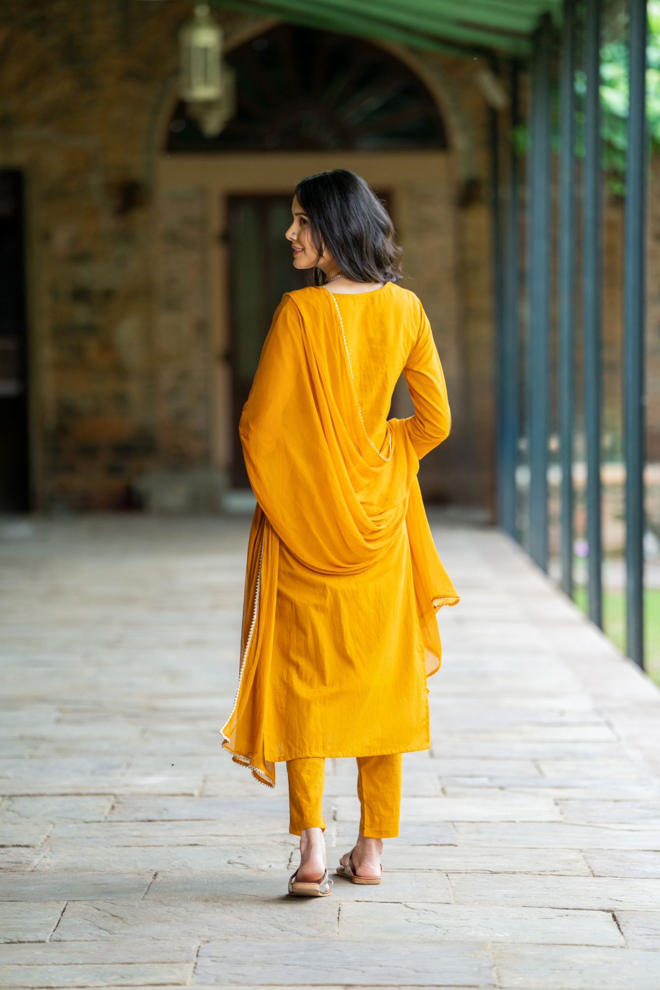 MUSTARD ARTISAN MIRROR KURTA SET
