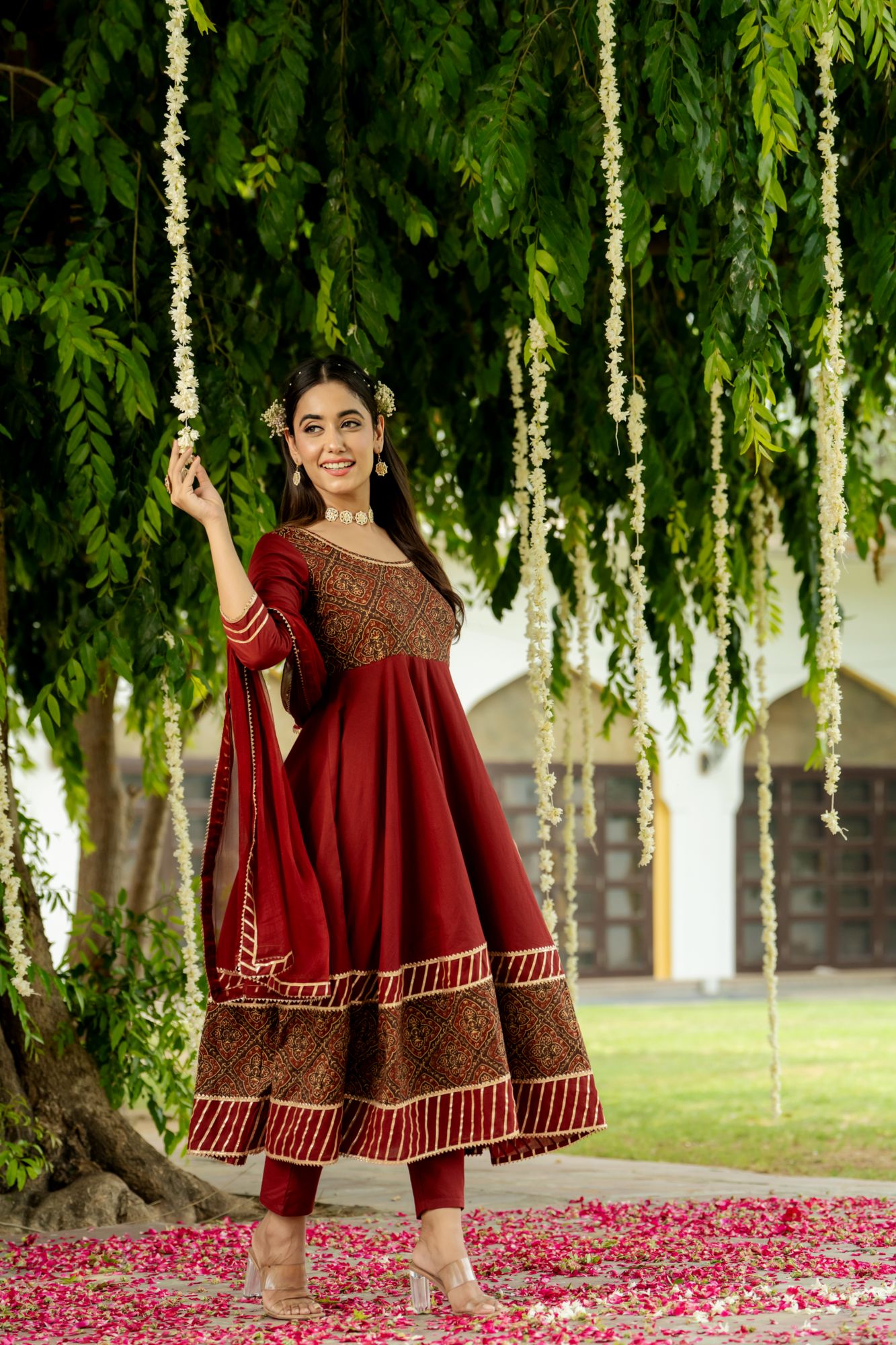 MAJESTIC MAROON HANDBLOCK SUIT SET