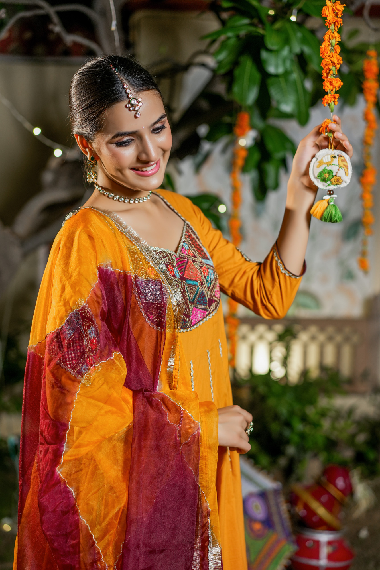 ANIRA MUSTARD PATCH ANARKALI SET