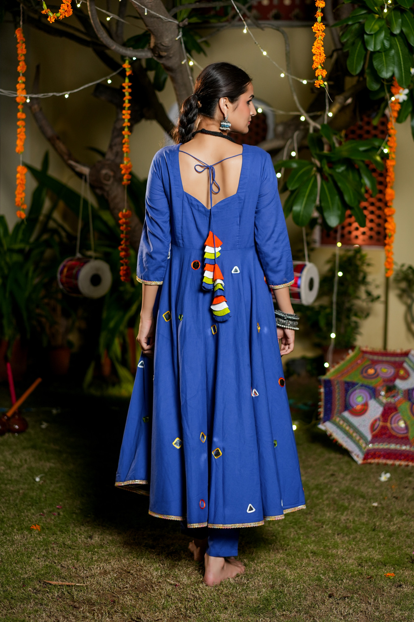 SERENYA TEEL MIRROR ANARKALI SET