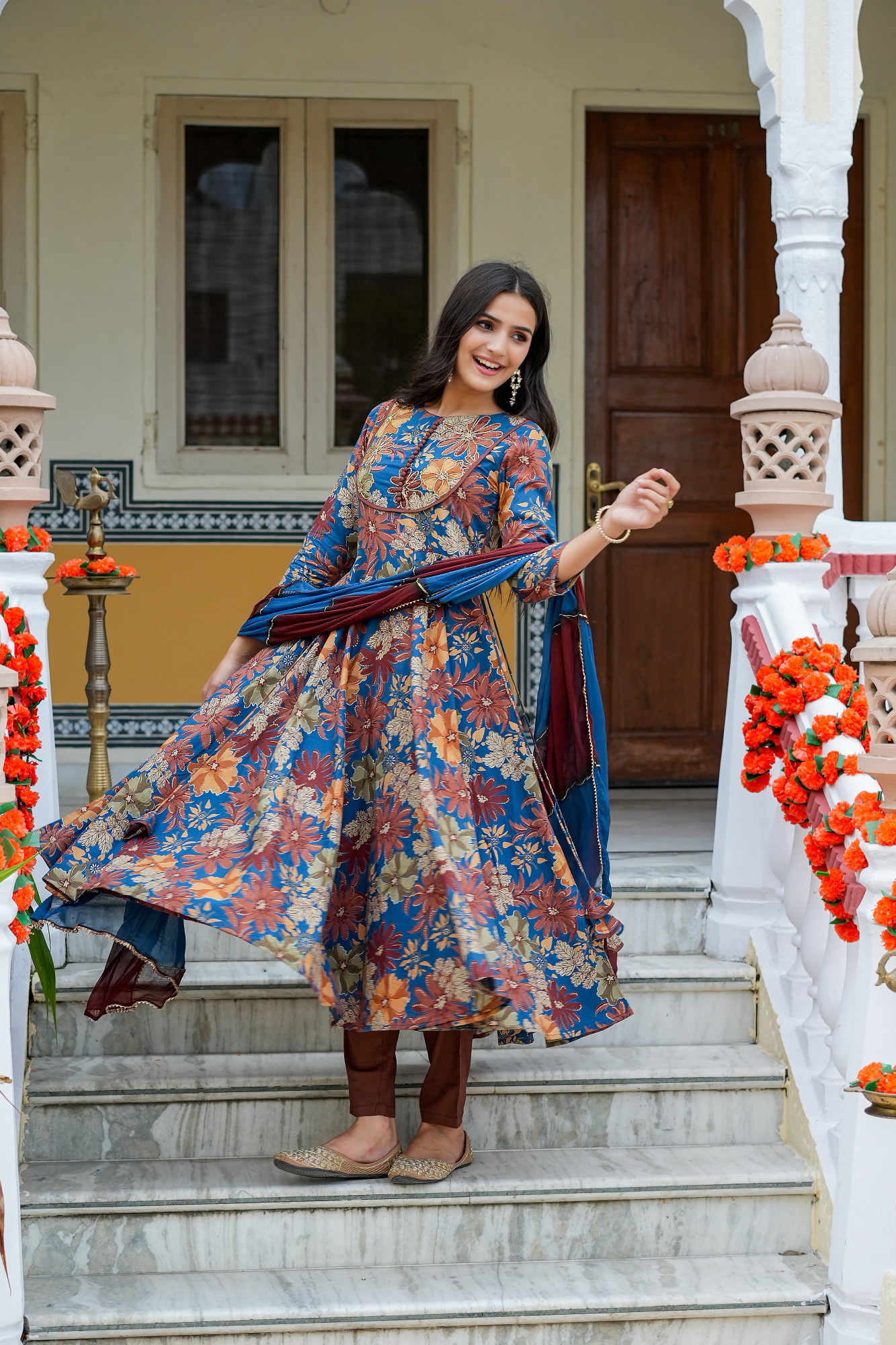 AMAIRA OCEAN TEAL ANARKALI SET