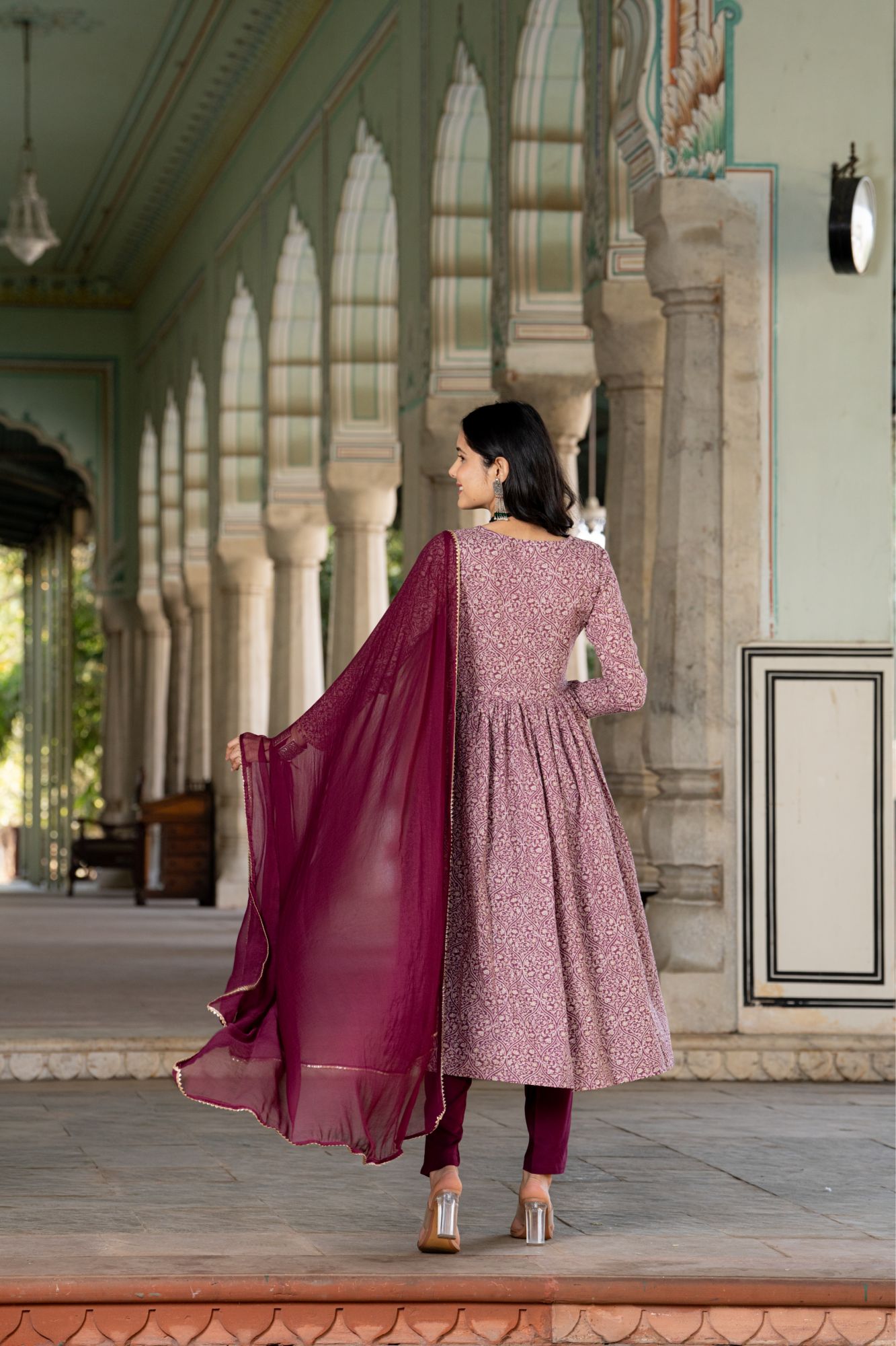 GARNET COTTON FLARED KURTA SET