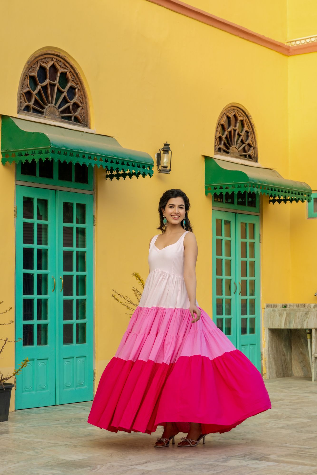 PINK PARADISE TIERED DRESS