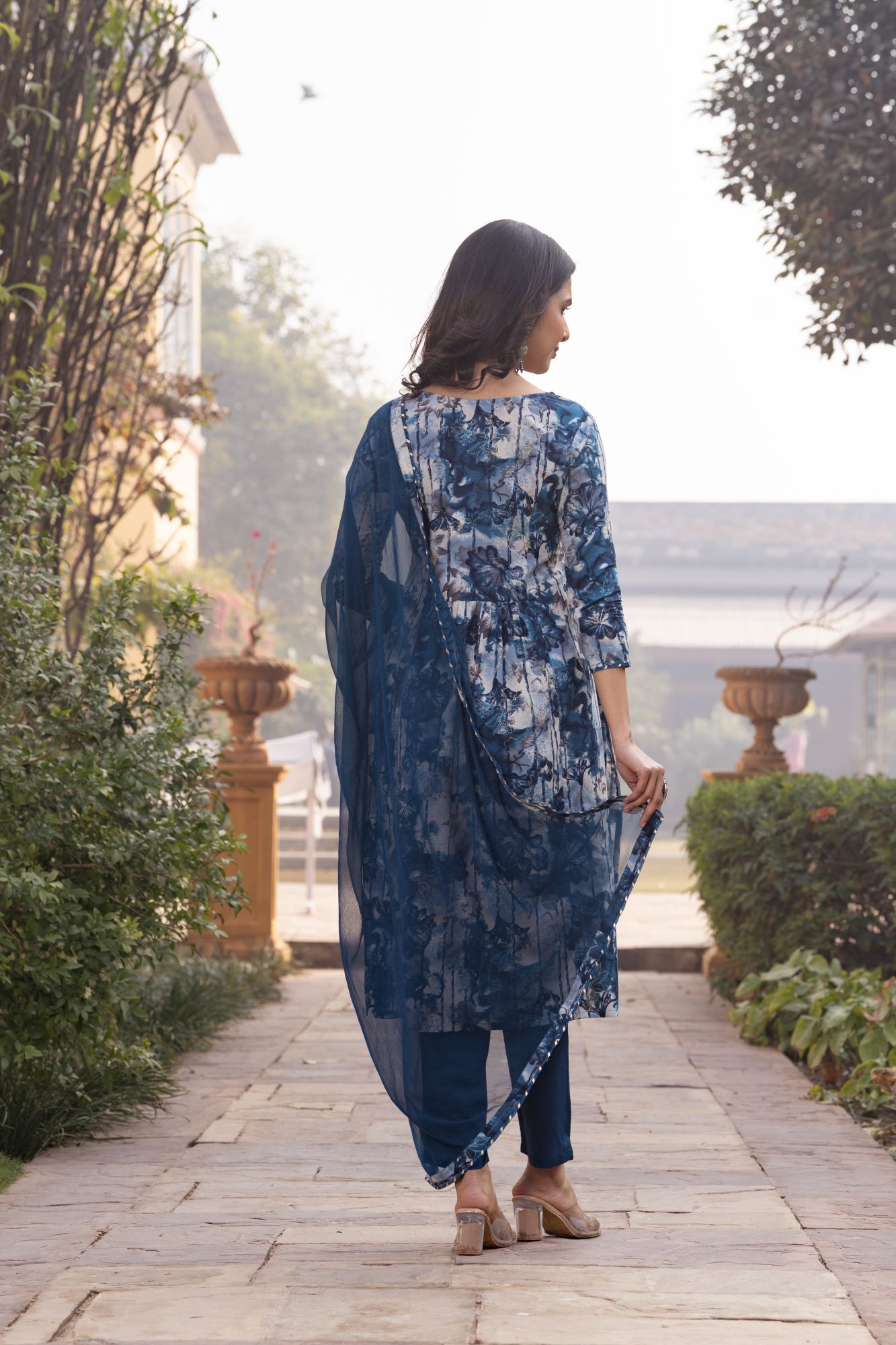 TEAL ELEGANCE FLARED KURTA SET