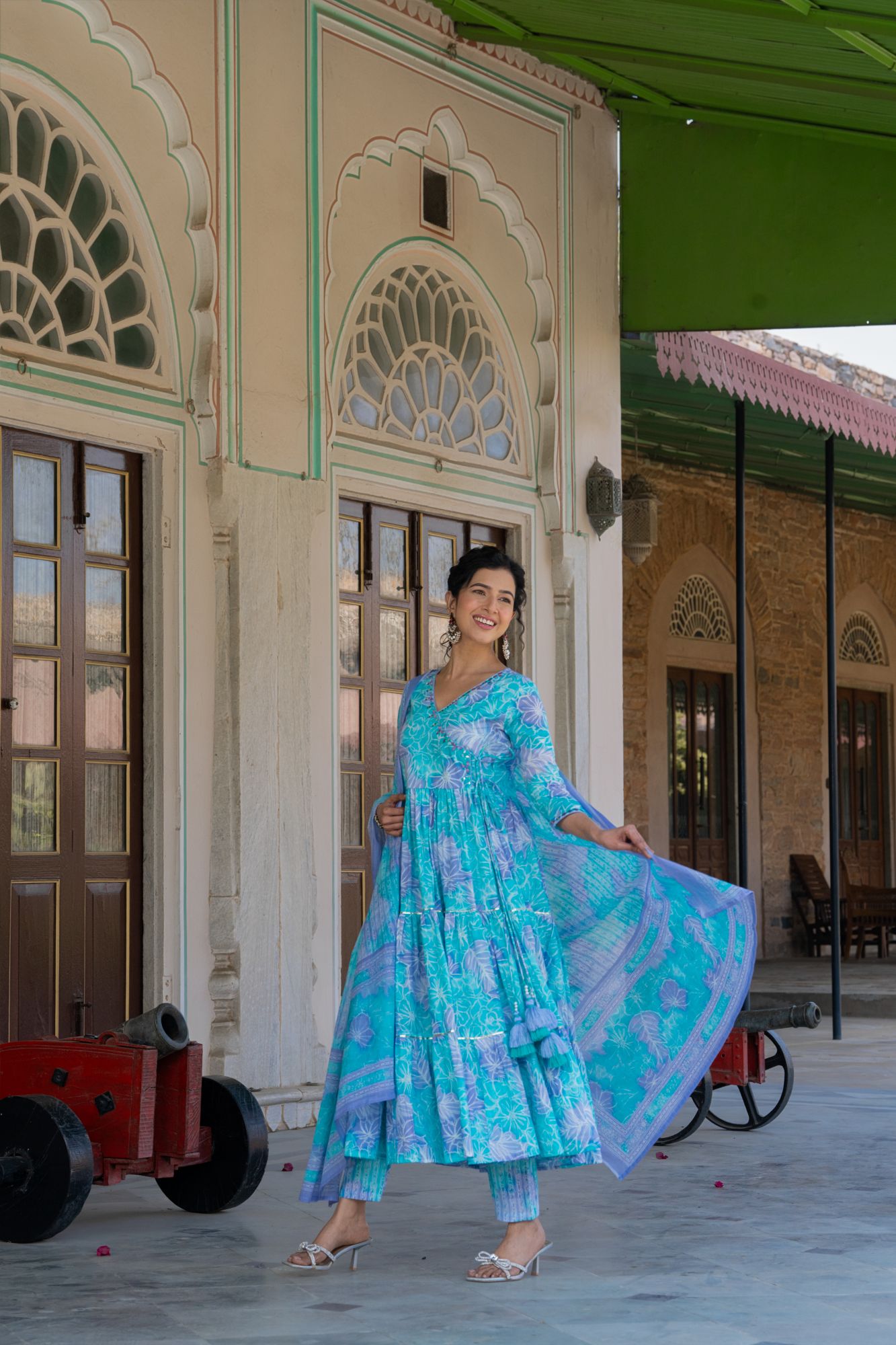 SKY-BOUND TIERED GOTA SUIT SET