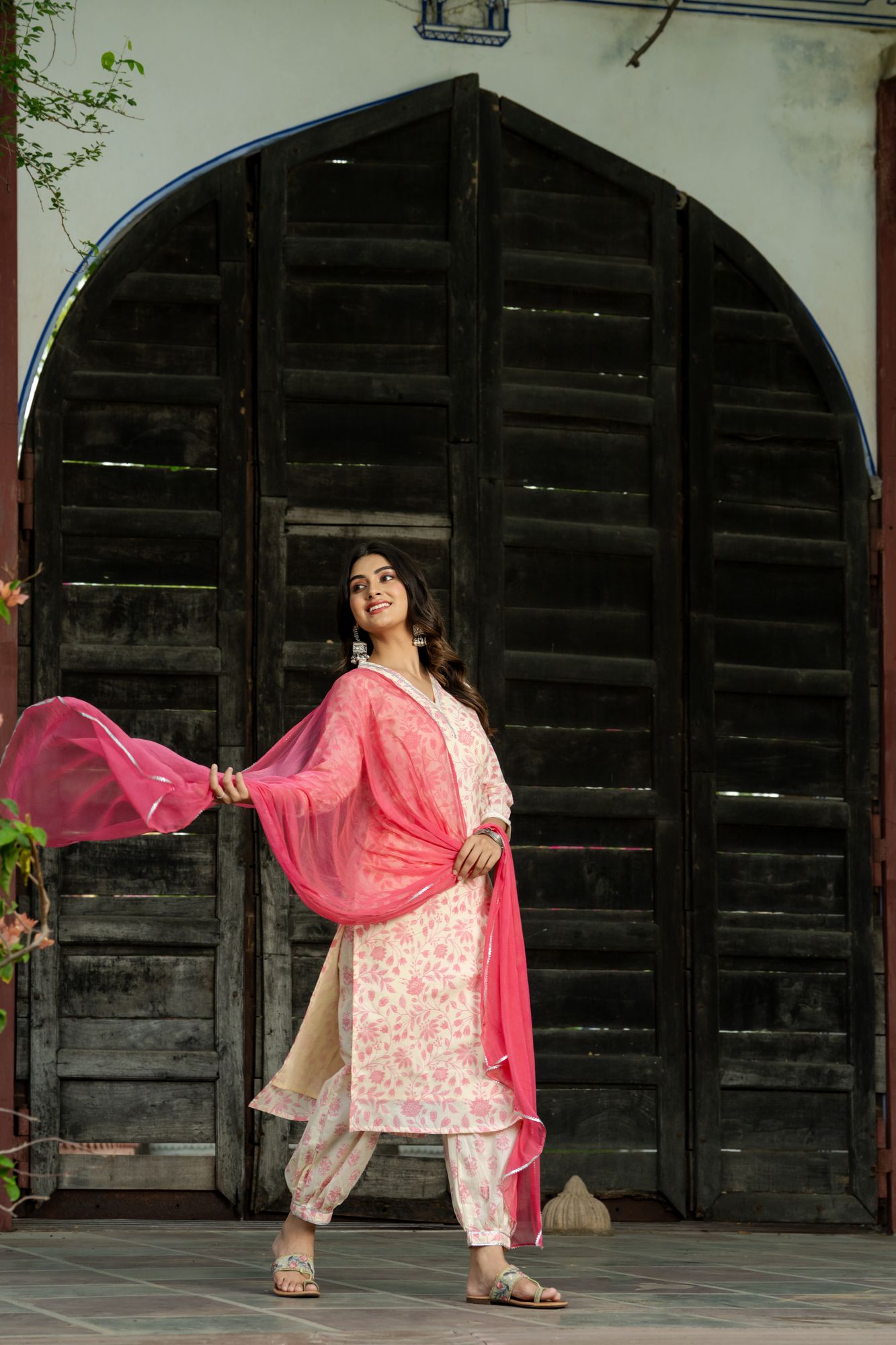 PINK CHIC FLORAL AFGHANI SET