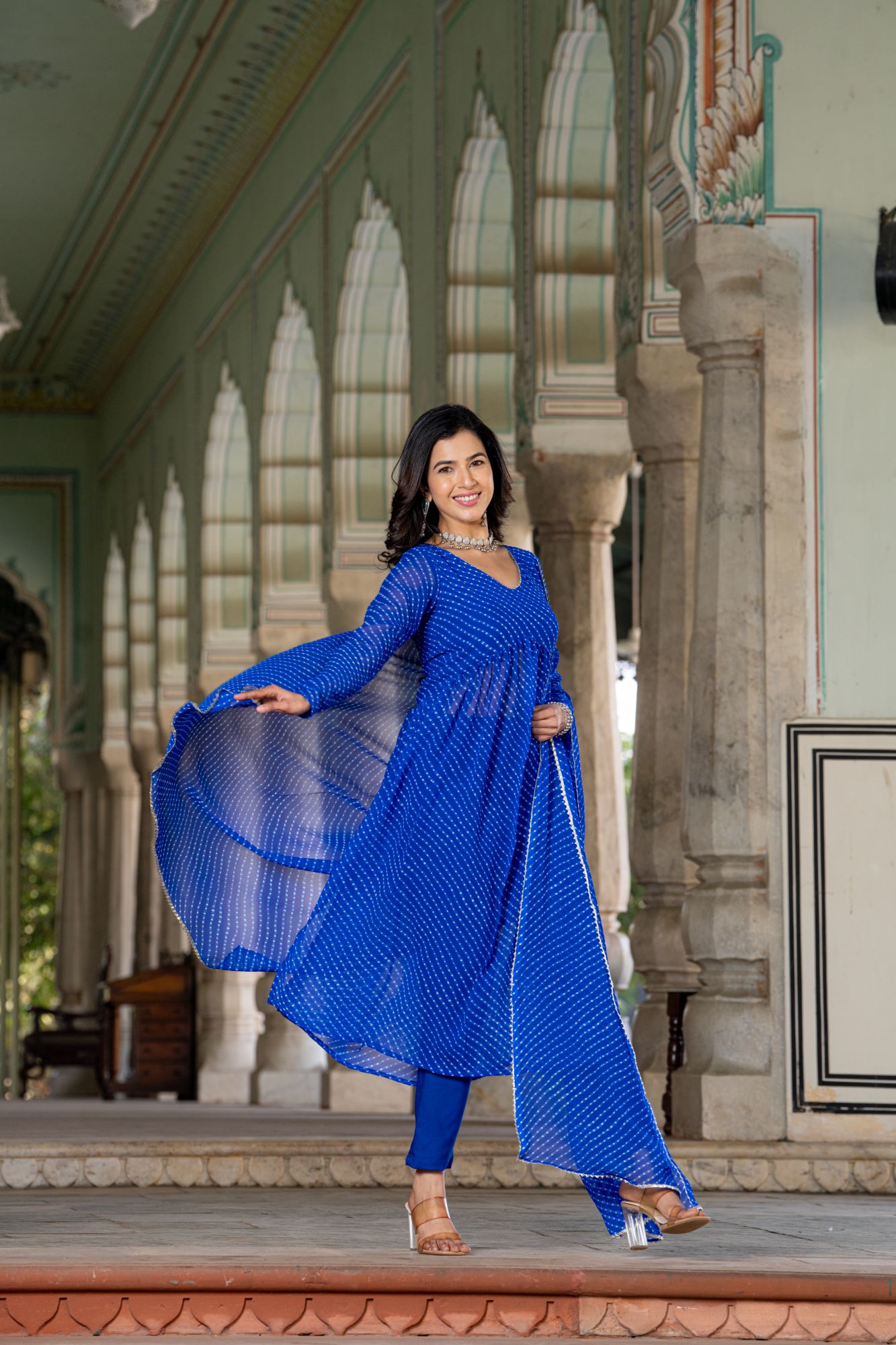 ROYAL BLUE GEORGETTE FLOWY SUIT SET