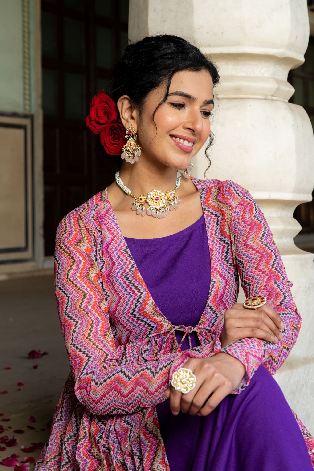 PURPLE MAJESTY GEORGETTE SHRUG SET