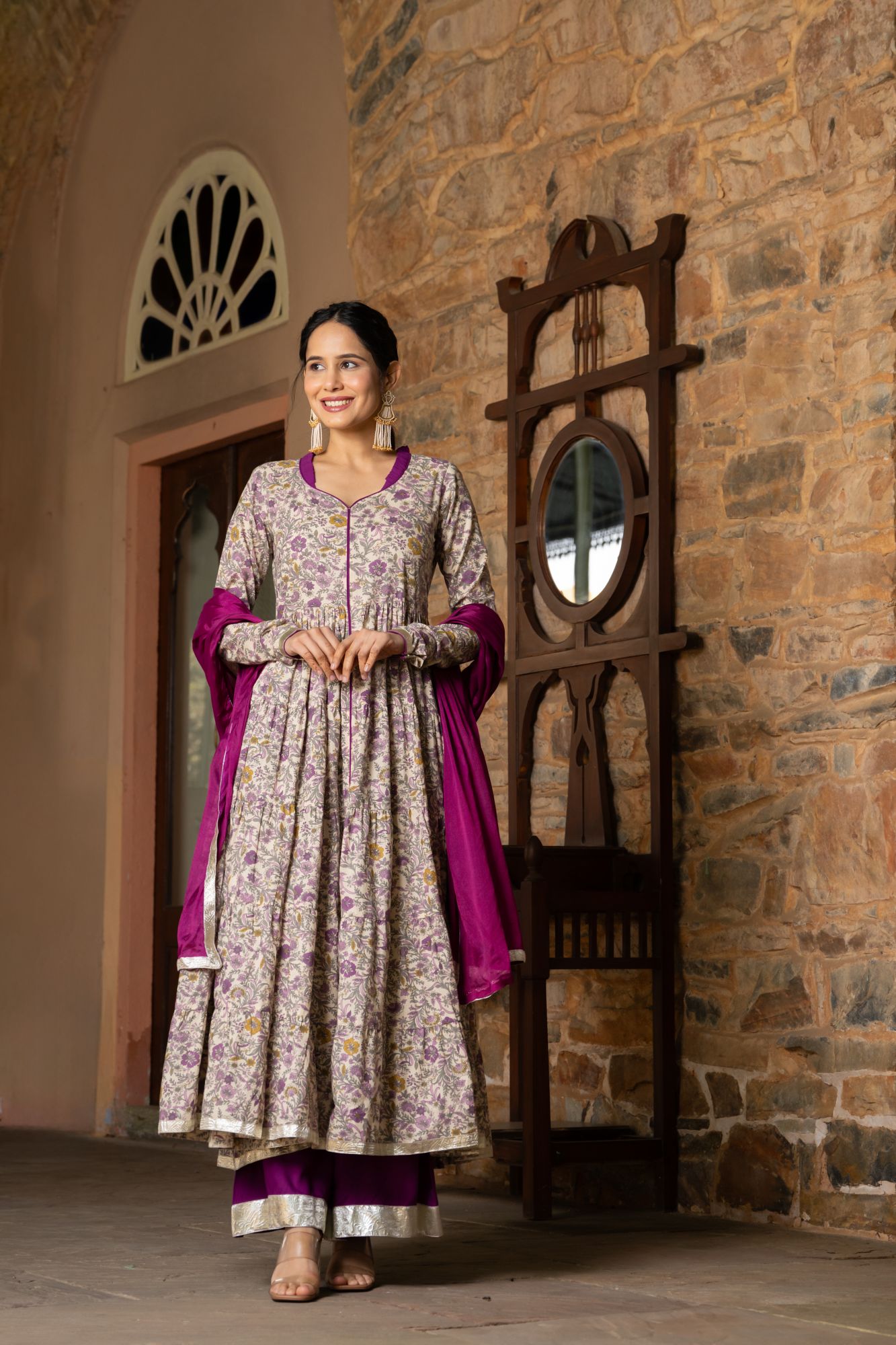 OPULENT PURPLE ANARKALI SUIT SET