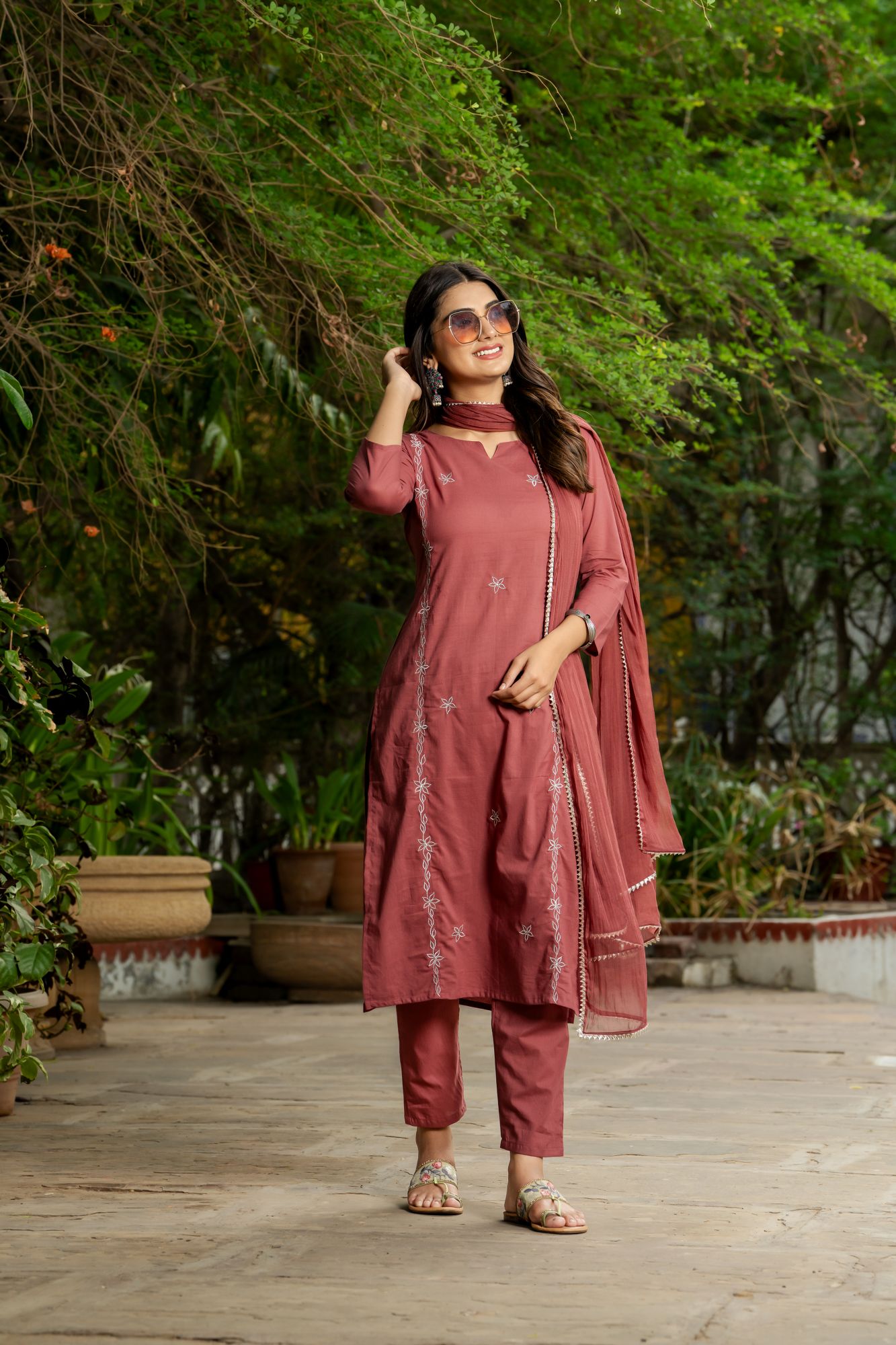 RADIANT RUST ZARI KURTA SET