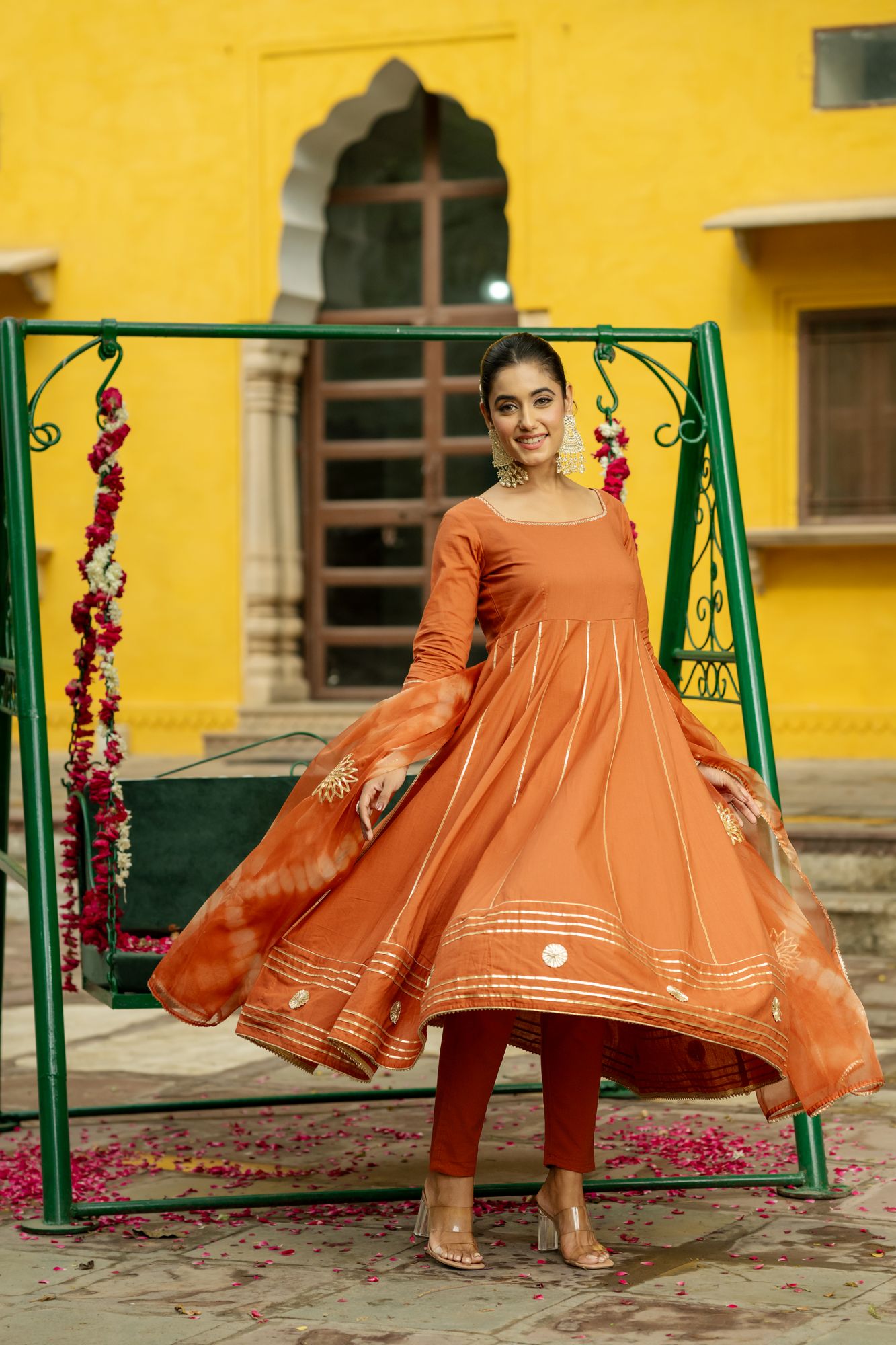 OPULENT BROWN GOTA SUIT SET