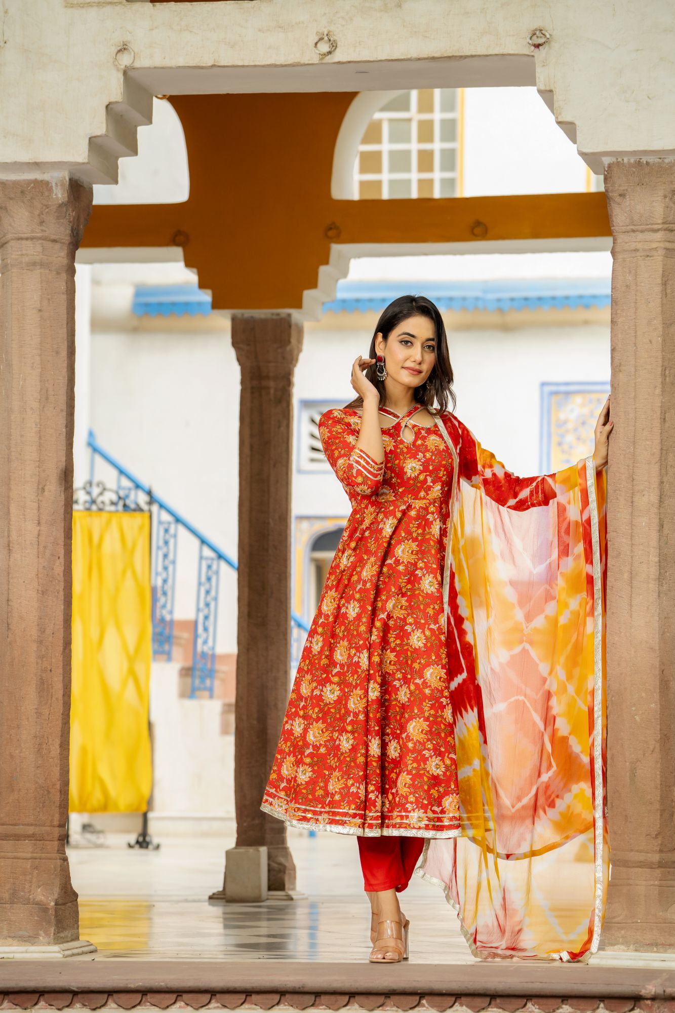 RADIANT RUBY ANARKALI SET